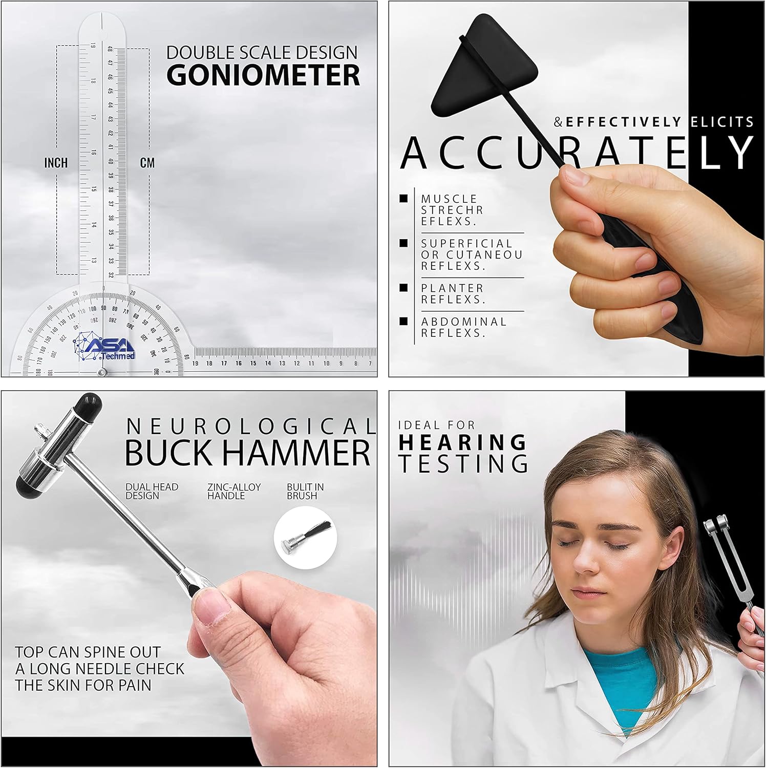 ASA TECHMED Physical Therapy Home Health Aide Comprehensive Kit - Carrying Bag, Blood Pressure Cuff, Stethoscope, Gait Belt - Black