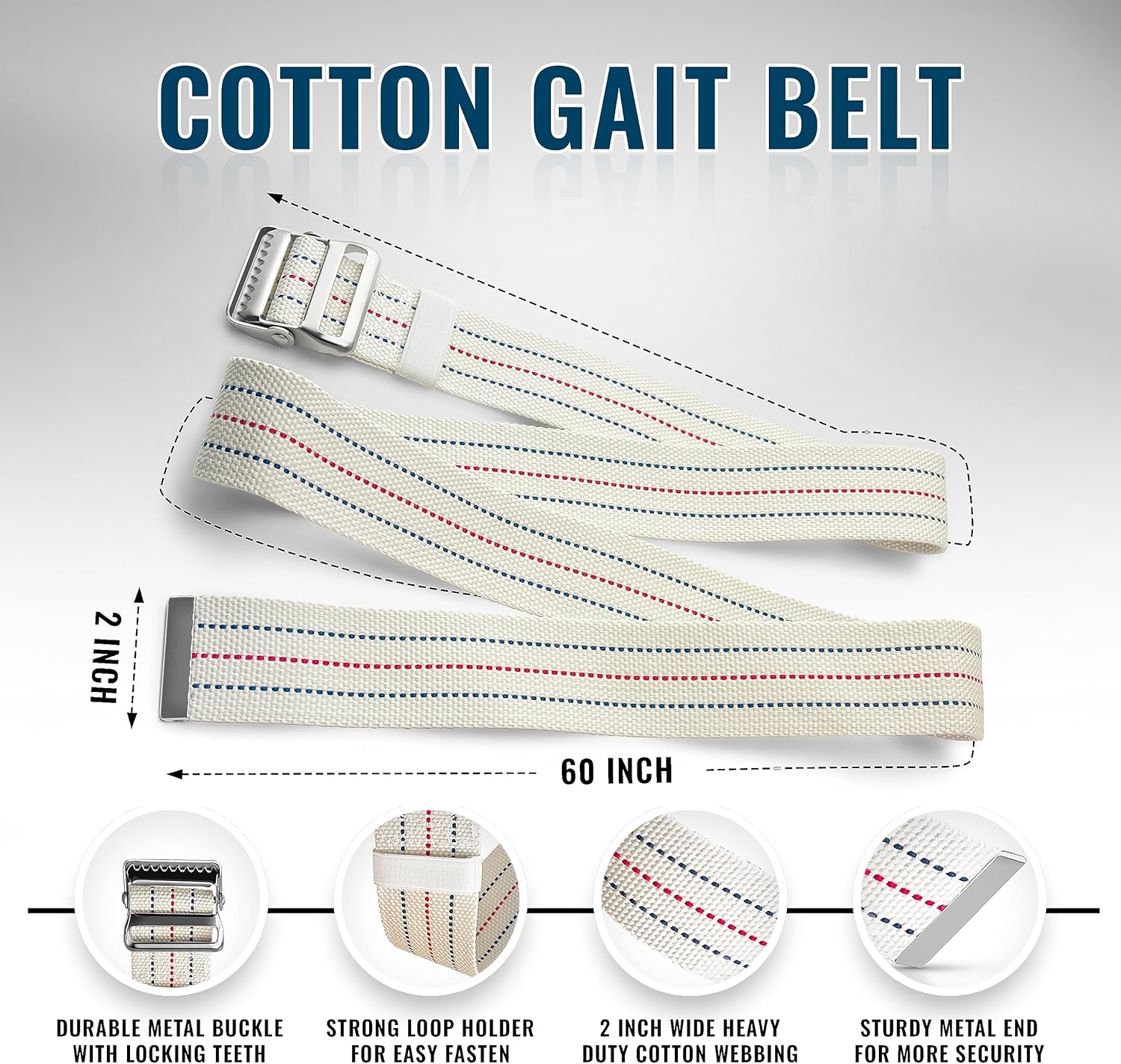 ASA TECHMED Physical Therapy Home Health Aide Comprehensive Kit - Carrying Bag, Blood Pressure Cuff, Stethoscope, Gait Belt - Blue