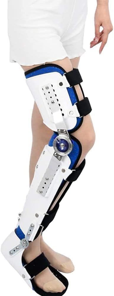 HUANGJUN HingedKnee Foot Support Brace, Adjustable Post Op Orthosis Immobilizer Protector, Full Leg Stabilizer Knee Orthosis Splint