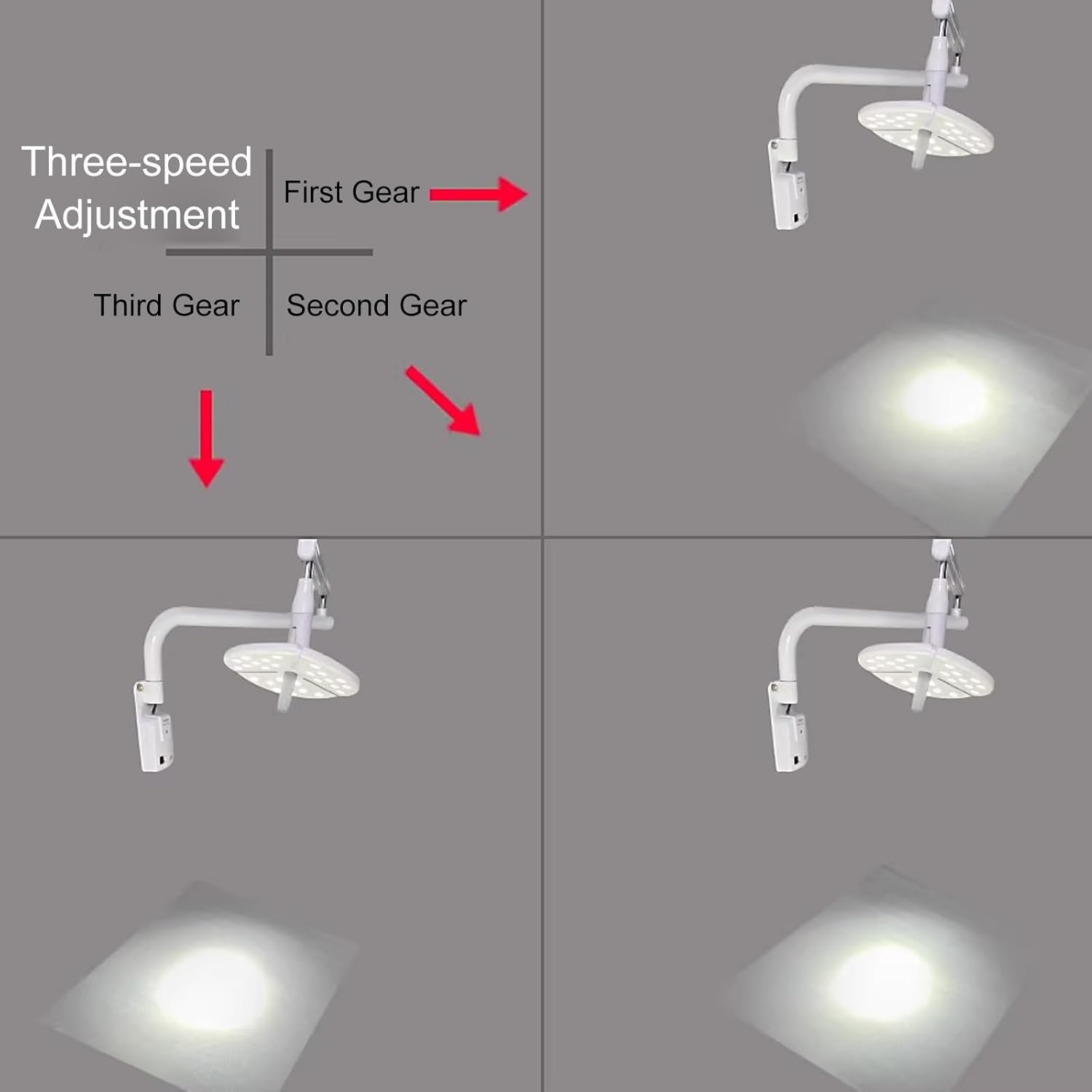 Wall Hanging Surgical Examination Lamp, 50W LED Medical Exam Lamp with Touch Switch, Three Levels of Brightness Can Be Adjusted, 360° Rotating Lamp Head