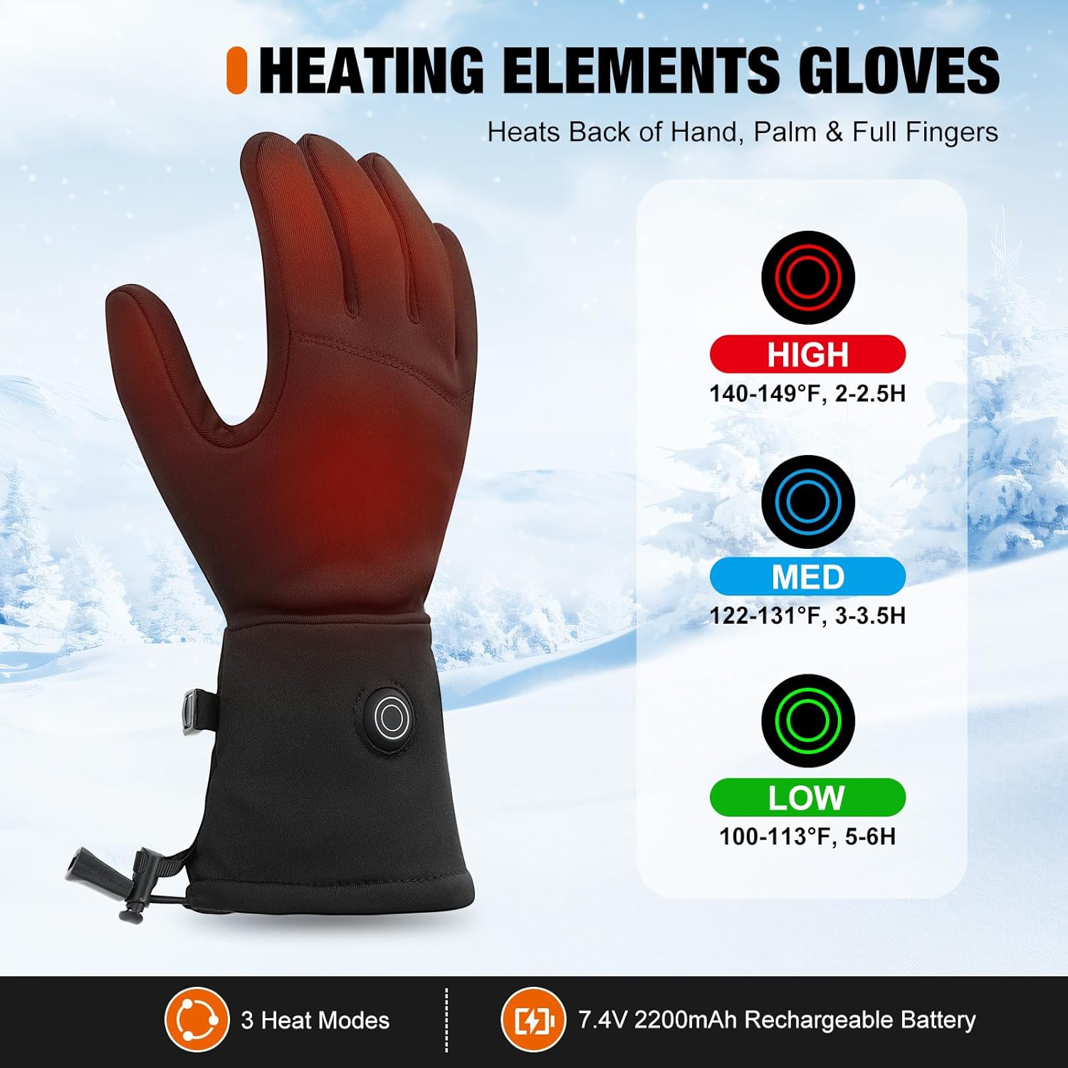 Heated Glove Liners for Men Women Rechargeable Heated Gloves with 3 Heat Settings, Thin Liners for Running Hiking Cycling Skiing Winter Activities