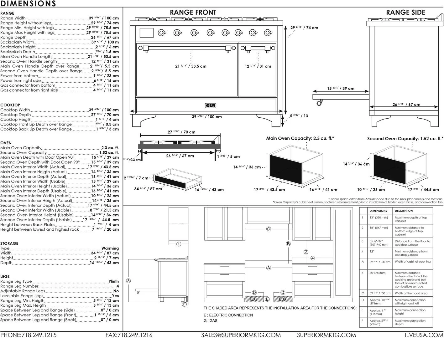 ILVE 40-Inch Majestic II Dual Fuel Range with 6 Sealed Burners and Removable Griddle with 3.82 cu. ft. Solid Door Oven in White with Brass Trim  (UMD10FDQNS3WHG)