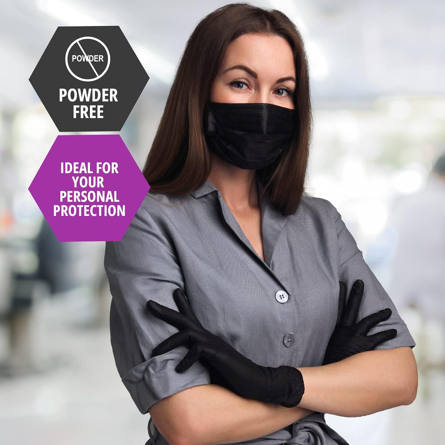 MED PRIDE Black Nitrile Exam Gloves - 4 Mil Thick Disposable Latex/Powder-Free - For Surgical, Doctors, Hospital & Home Use