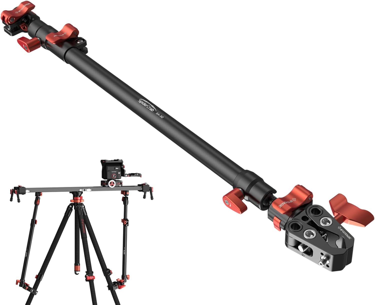 IFOOTAGE Spider Crab Support Rod SA-32，Camera Slider Support Arm Stabilizer，Adjustable Length 360 Degrees Rotation with C Clamps and Ballhead，Connecting Camera Video Slider and Tripod