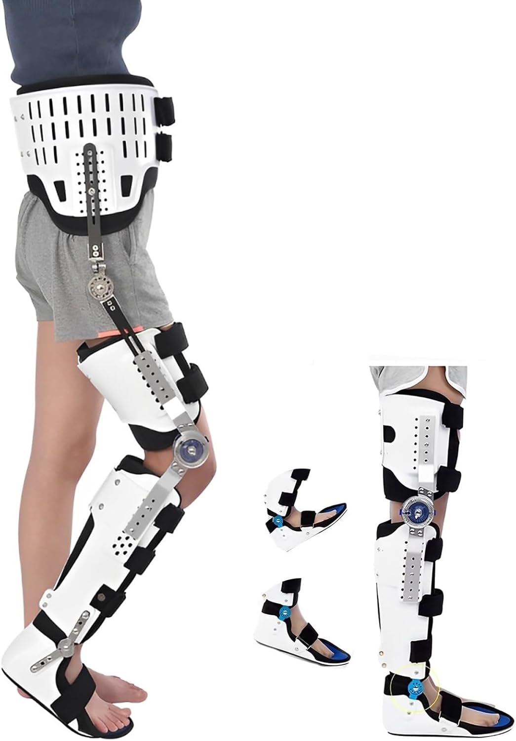 Adjustable Knee Support Immobilizer Unloader Knee Brace Men Back On Track Joint Fixed Brace Full Leg Braces Lightweight Carbon Fiber Gait Assistance Left Or Right Foot-Men & Women(R,Large)