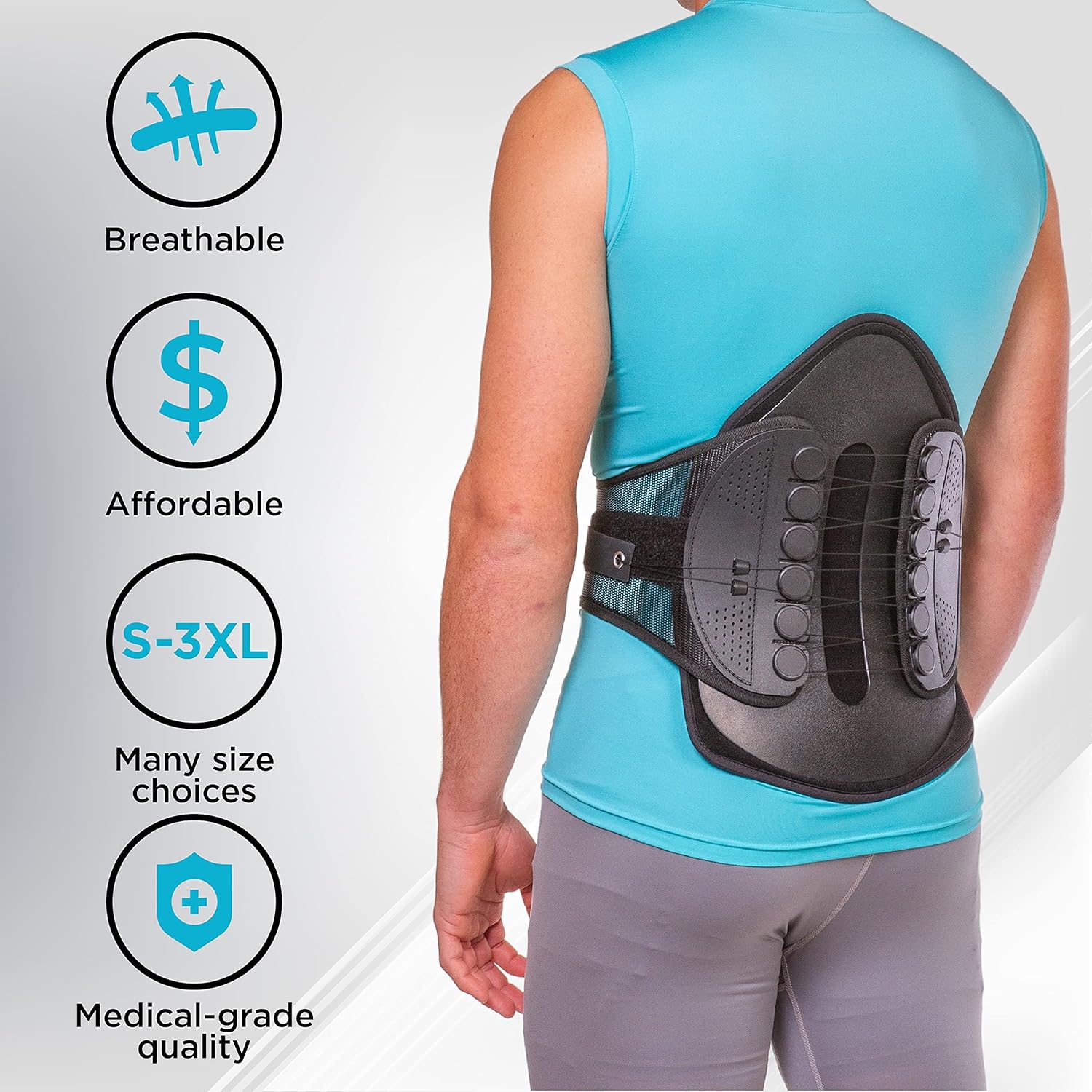 BraceAbility Lumbar Decompression Back Brace - Adjustable Semi-Rigid Lumbosacral Corset Belt for Discectomy, Laminectomy, Disc Injury, Back Muscle Spasms, Pre and Post Spine Surgery Protection (Large)