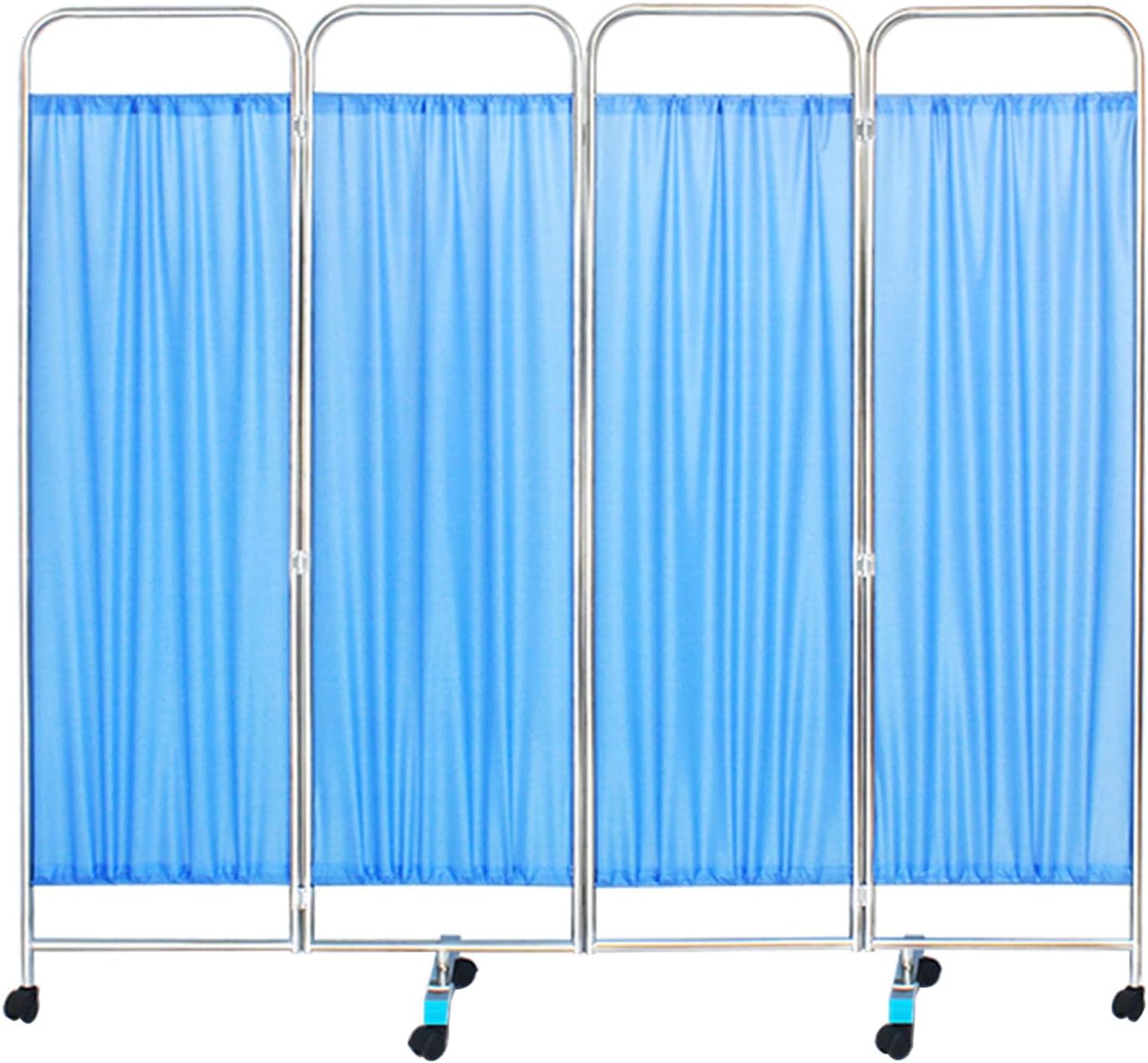 Portable Medical Room Divider Indoor Professional Privacy Stainless Steel Frame with Swivel Casters Foldable Design Suitable for Clinics and Beauty Salons 4 Panel