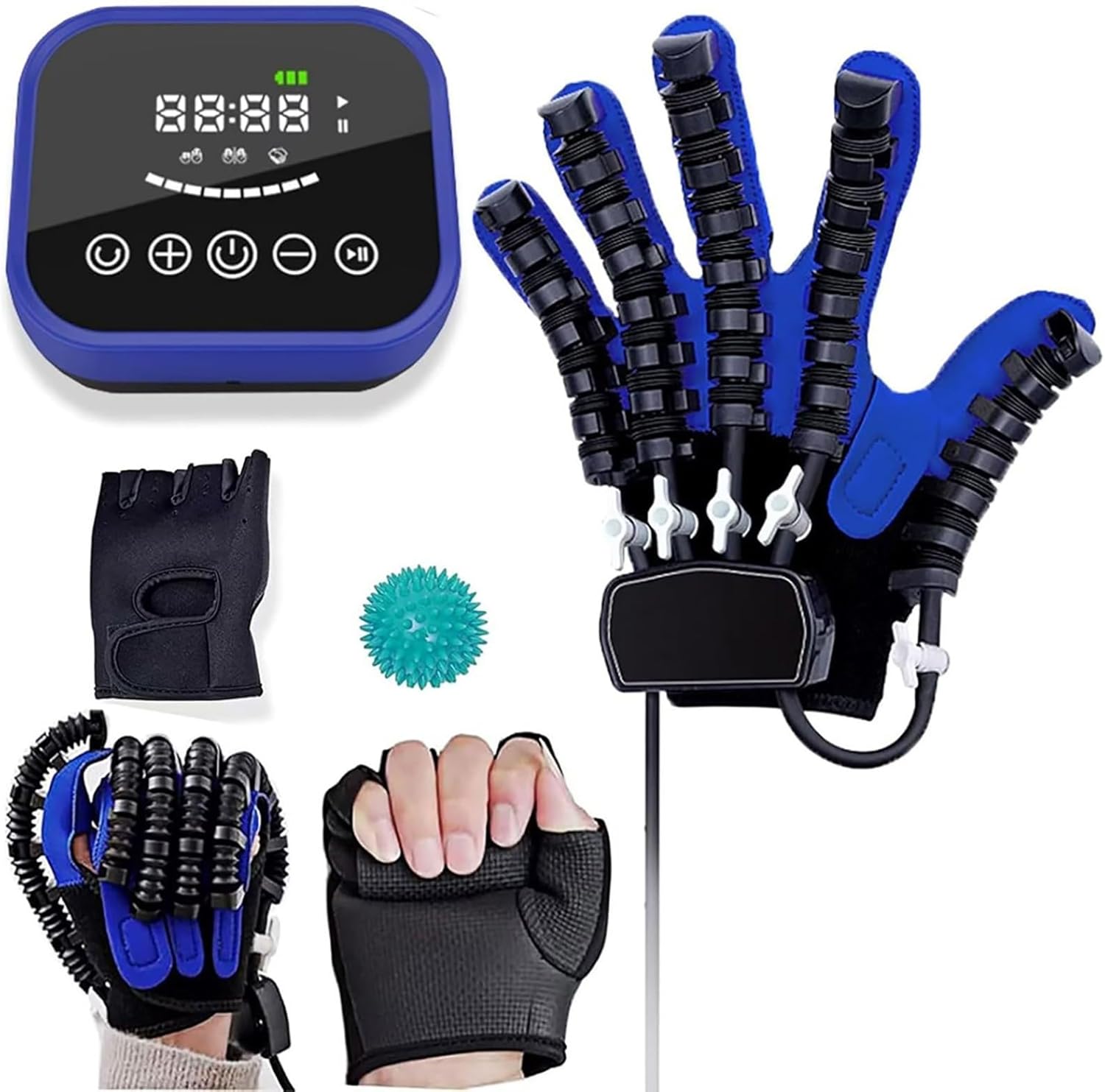 Rehabilitation Robot Gloves, Multi-Modal Rehabilitation Training Gloves, Portable Hemiplegia Finger Rehabilitation Trainer, Finger Splint for Hand Rehabilitation(B,Left Hand M)