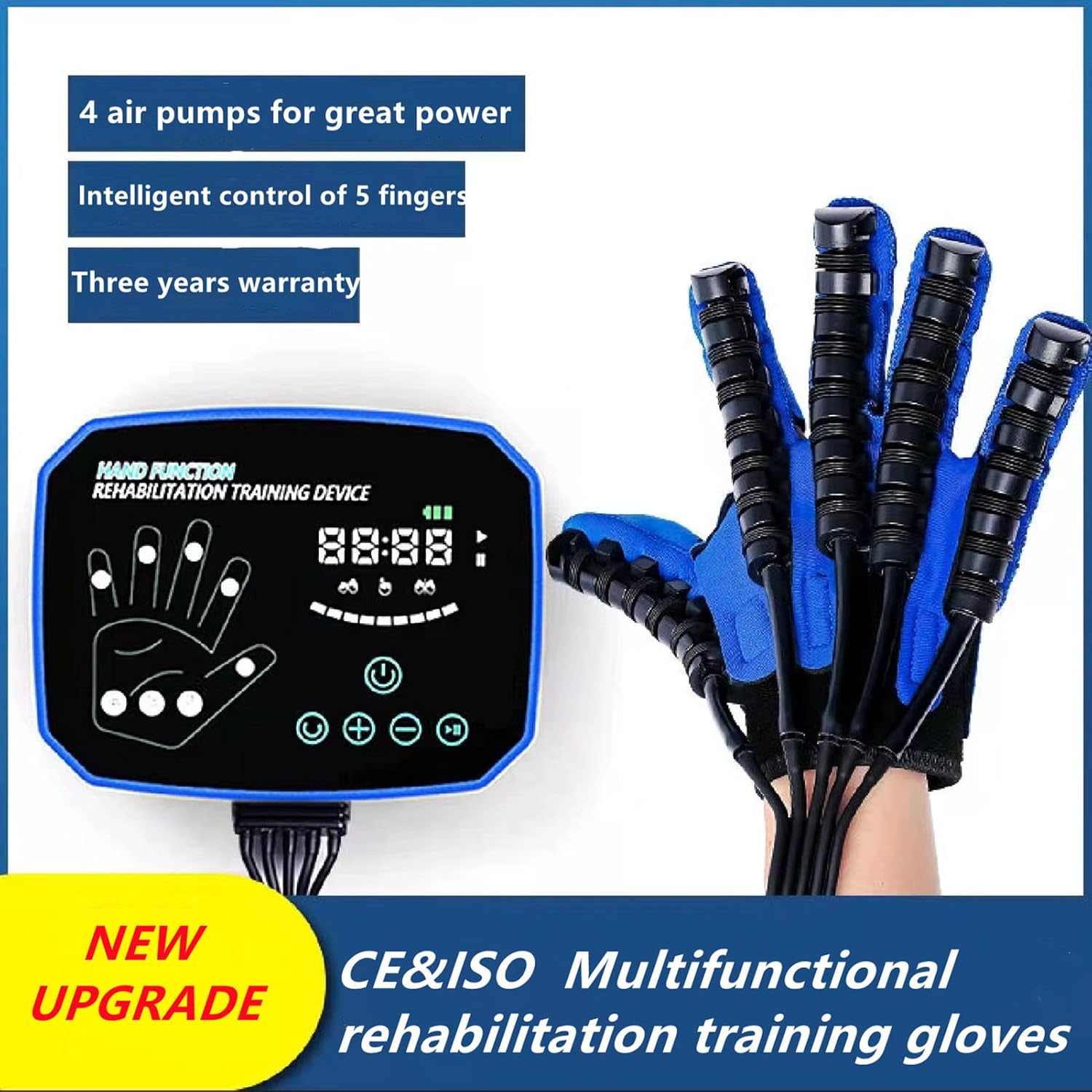 Rehabilitation Robot Gloves, Upgrade 5 Fingers are Trained Individually, LCD Display Touch Keys, AI Smart Chip, Stroke Hemiplegia Training Equipment(Size:S Code,Color:Left Hand)