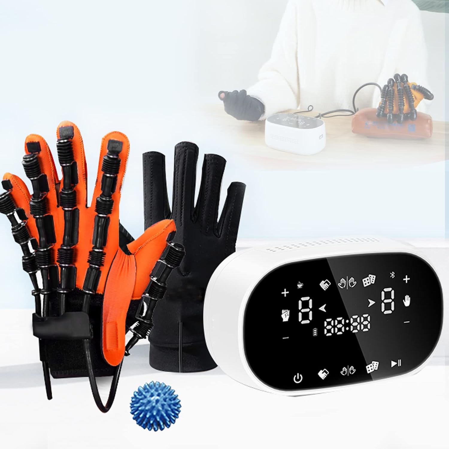 Physical Therapy Equipment Soft Robotic Hand Recovery Machine for Stroke Finger Orthotics Trainer with Single Finger Training,for Stroke Hemiplegia Patients Tendons Exercise,RightHand-7age(child)