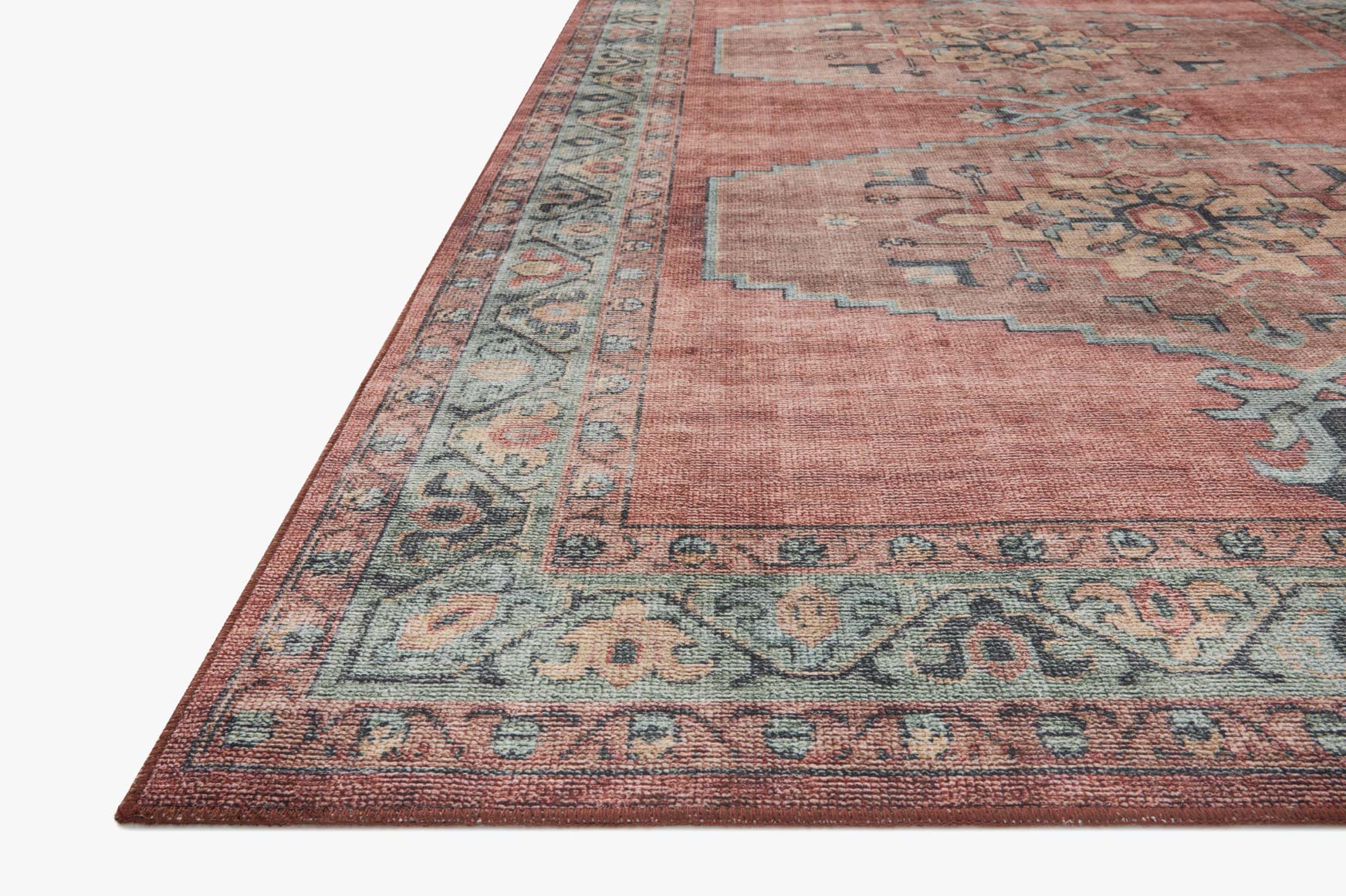 Loloi II Heidi Collection - Traditional Power Loomed Rug in Spice & Aqua (HEI-05)