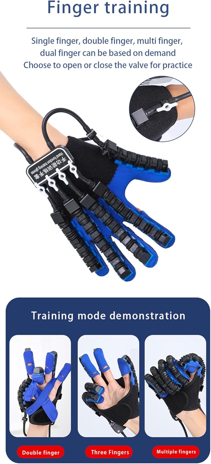 Hand Rehabilitation Robot Gloves, Stroke Therapy Equipment Hand Splint Finger Orthosis, HD LED Large Screen, Adjustable Strength, Five-Finger Training