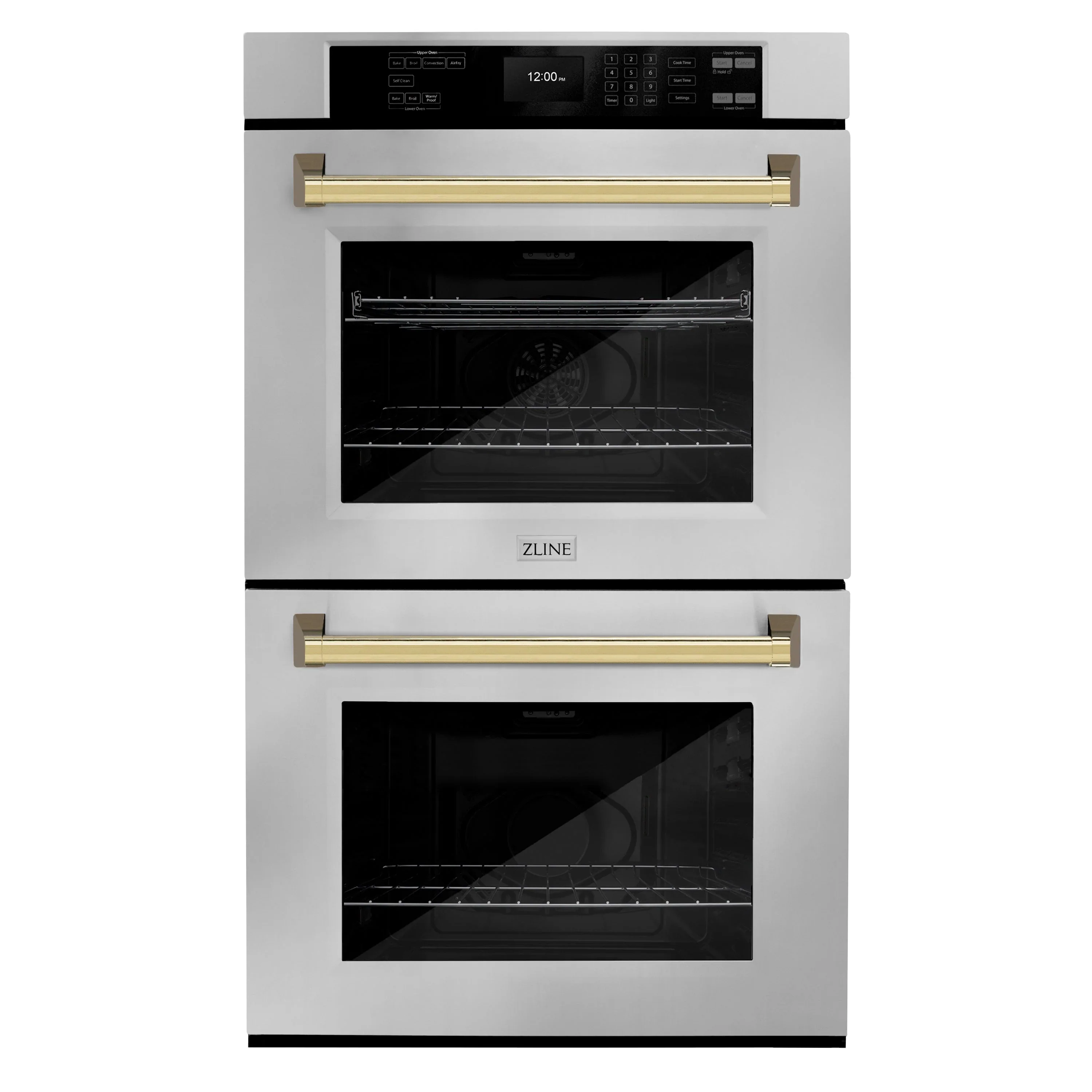ZLINE Autograph Edition 30-Inch Professional True Convection Double Wall Oven with Air Fry and Self Clean in Stainless Steel with Polished Gold Handles (WADZ-30-G)