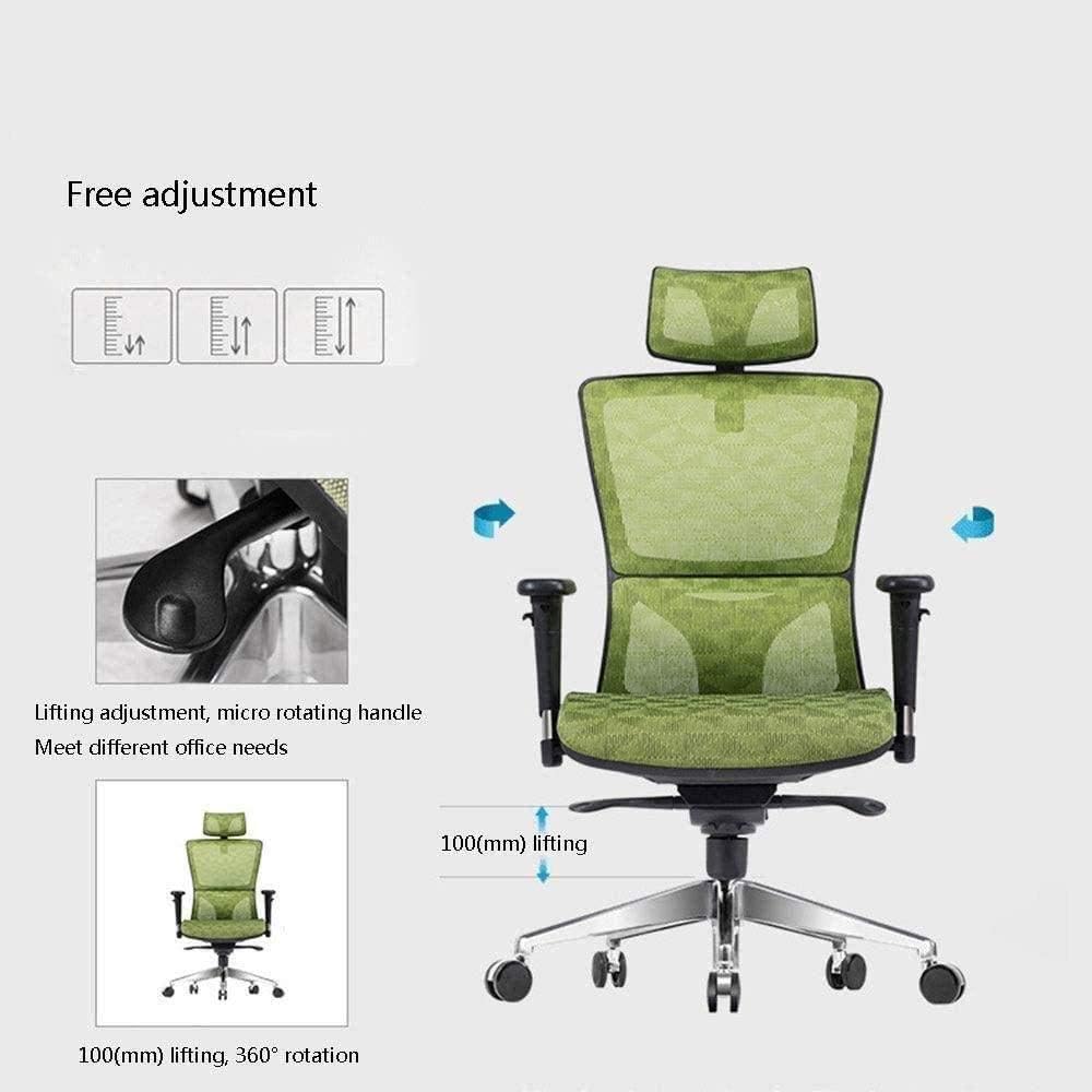 Commercial Ergonomic High Back Executive Mesh Chair, with Adjustable Lumbar Support, Headrest and 3D Armrests Configure Chassis Functions (C One Size)