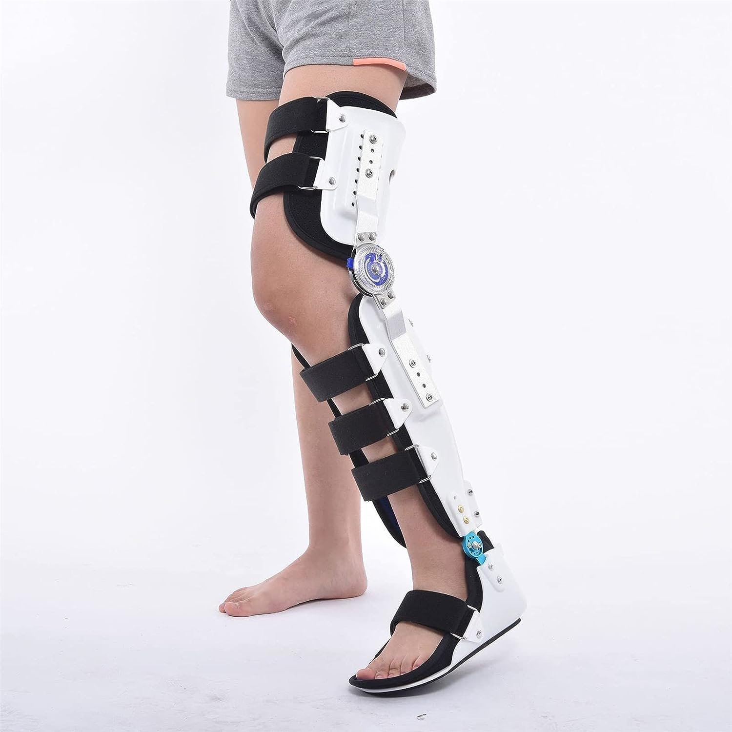 Adjustable Hip Joint Fixation Bracket, Hinged Knee Foot Support Brace, Adjustable Post Knee Support Orthosis Immobilizer Protector, Full Leg Stabilizer Knee Orthosis Splint(Left)