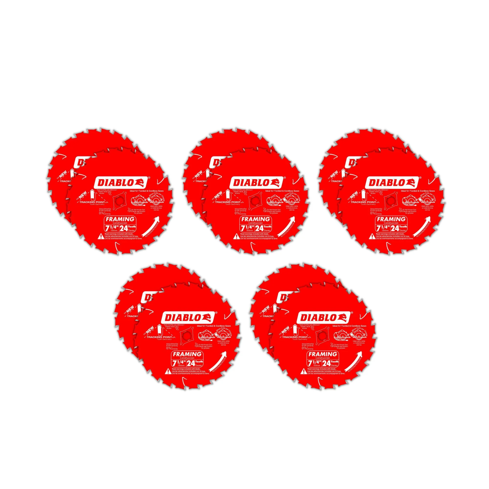Diablo D0724A 7-1/4 Inch 24T Circular Saw Framing Blades (10 Pack)