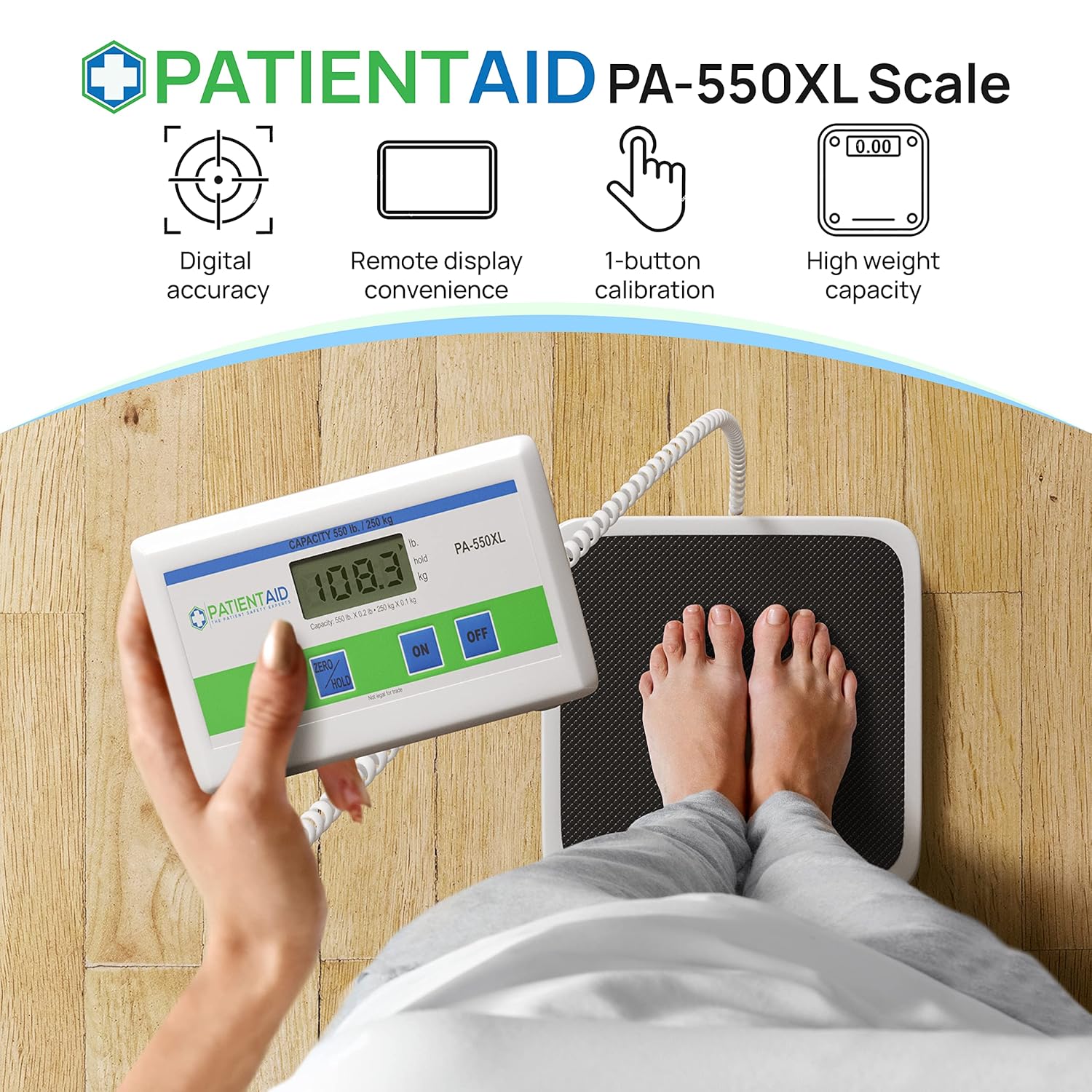Medical Grade Floor Scale - Portable - Easy to Read Digital Display - Heavy Duty - Home, Hospital & Physician Use - Pound & Kilogram Settings - 12