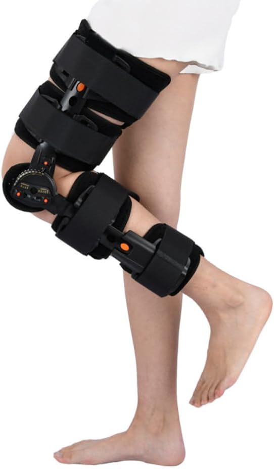 Adjustable Breathable Knee Joint Fixation Brace, Leg Orthopaedic Splint, Post-surgical Walking Rehabilitation Training Appliance,S