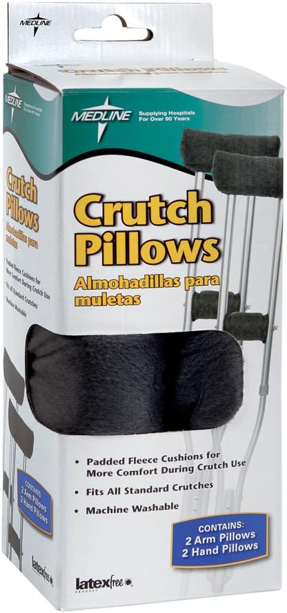 Medline Crutch Pillows Kit in Charcoal - Ultimate Comfort and Support for Crutches - Cushioned Arm and Underarm Pads - Enhanced Stability and Pain Relief - Pack of 6 Sets