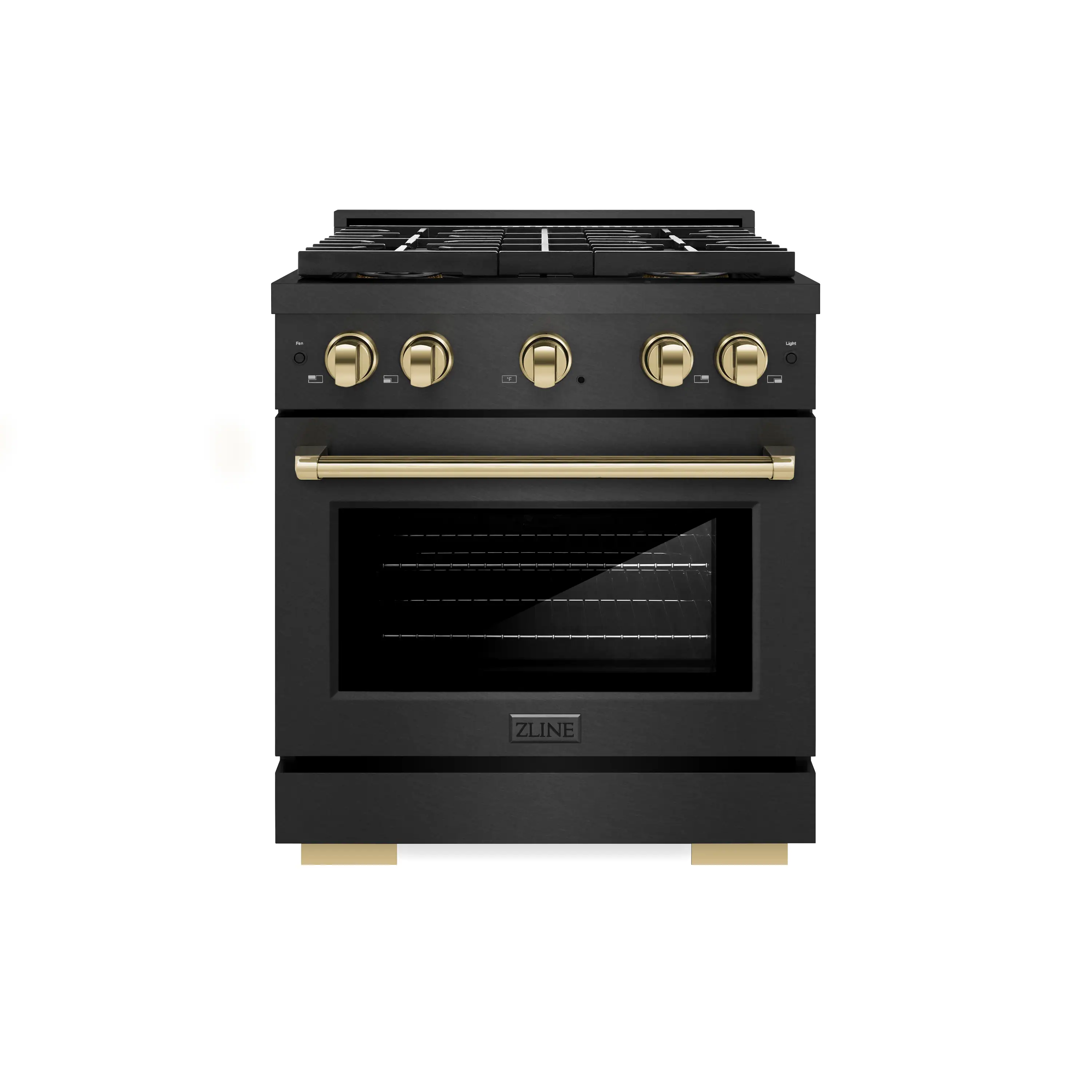 ZLINE Autograph 30-Inch 4.2 Cu. Ft. Paramount Dual Fuel Range with 4 Burner DuoPro Cooktop in Black Satin and Gold Accents (PSDRBSZ-30-G)