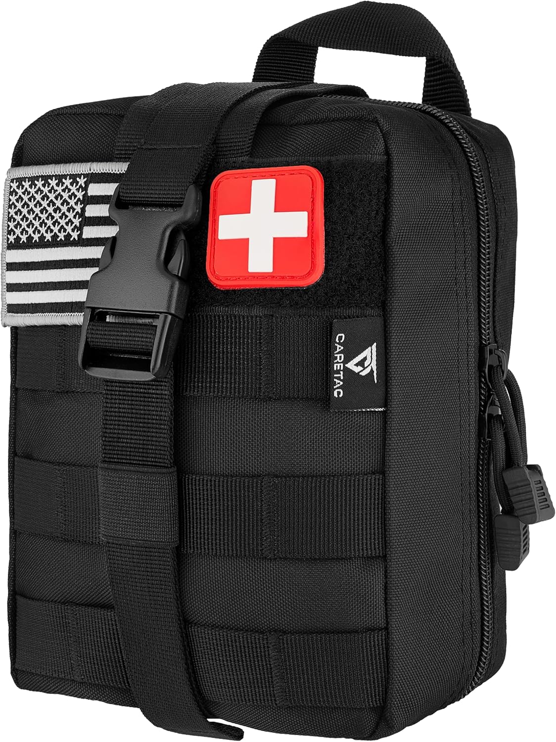 CareTac IFAK Trauma & First Aid Kit with CAT Gen 7 Tourniquet – Military-Grade Tactical Medical Kit Includes Israeli Bandage, Chest Seal, Splint & CPR Mask for Bleed Control, Gunshot Wounds & More
