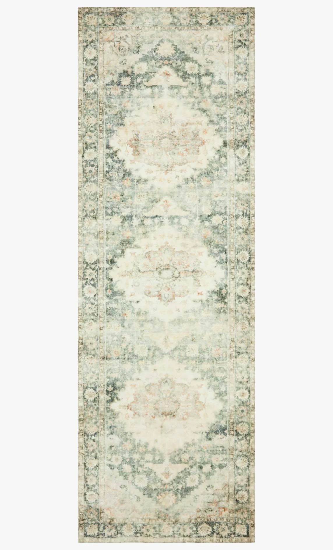 Loloi II Rosette Collection - Traditional Power Loomed Rug in Teal & Ivory (ROS-08)