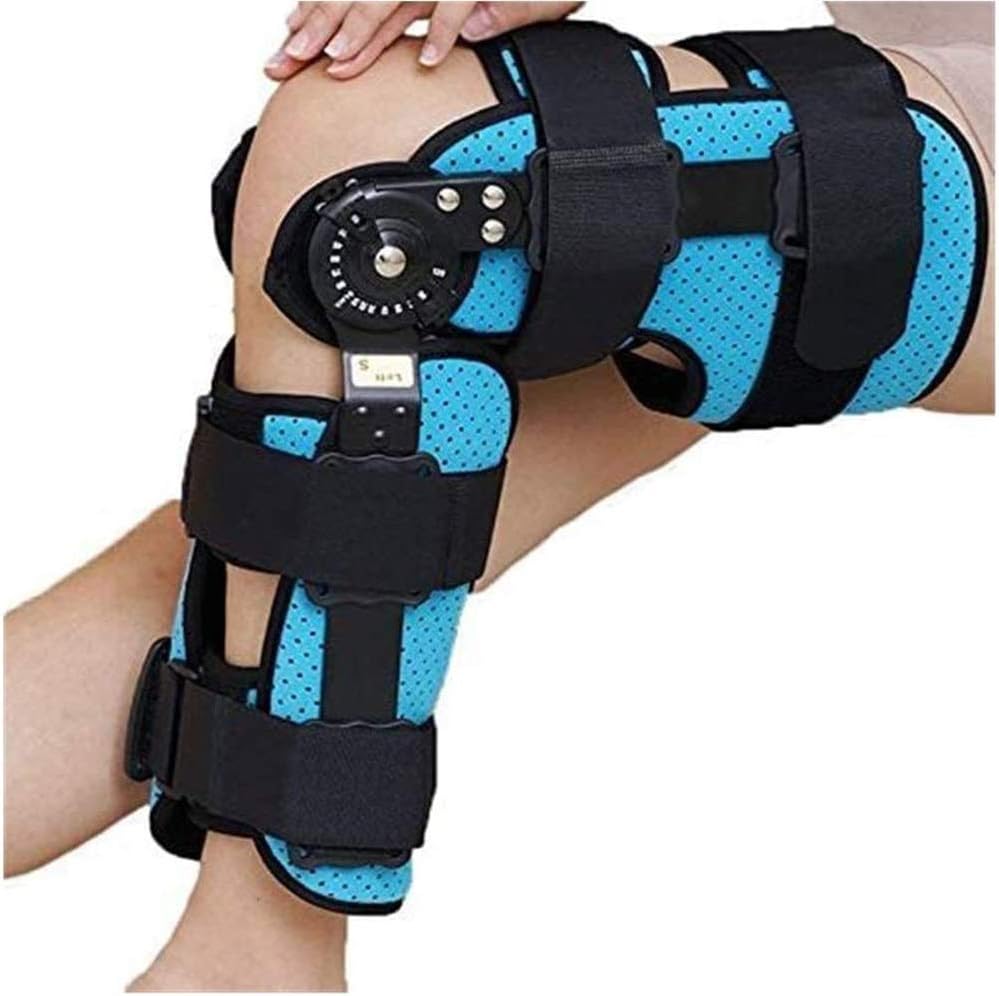 Adjustable ROM Hinged Knee Brace Leg Stabilizer, Post-Op Knee Brace for Recovery Stabilization Ligament/Sports Injuries Unisex