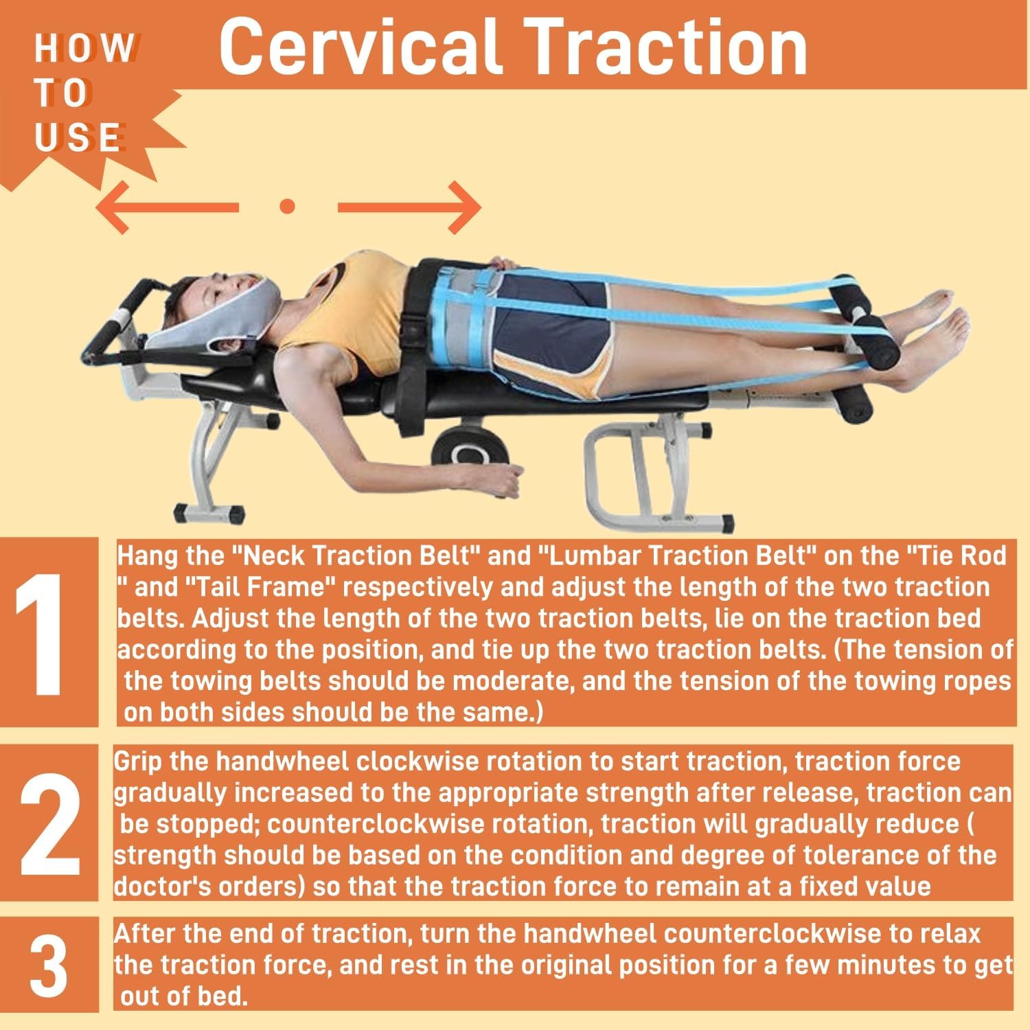 Cervical Vertebra Traction Table, Back Stretch Bench, Waist Bed, Body Spinal Decompression, Cervical Vertebra and Lumbar Vertebra Massage Bed, Physical Heal Extension Device