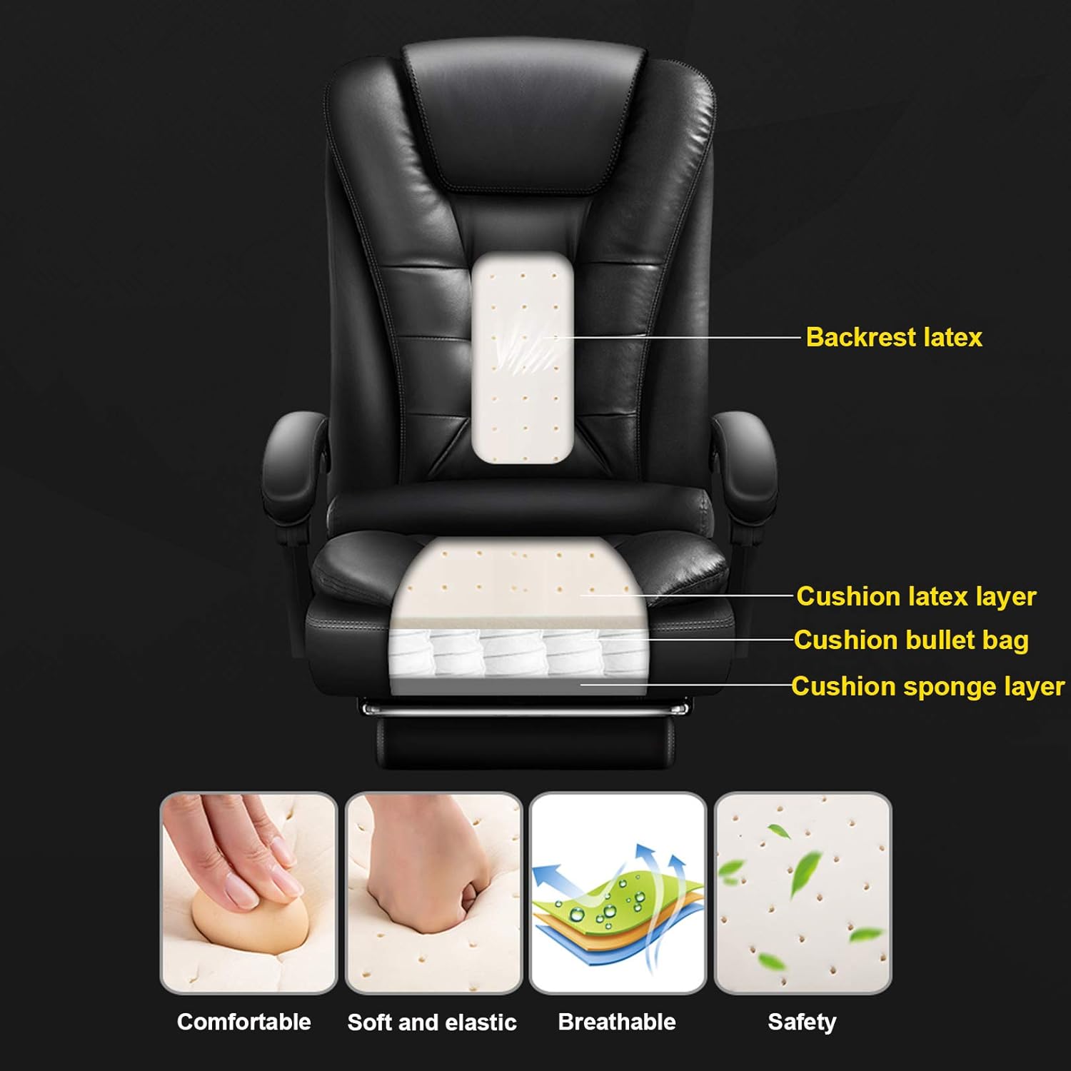 High-Back Office Chair, Brown Leather Executive Chair with Lumbar Support & Padded Armrests, Adjustable Height, 360 Swivel, Ideal for Office Use (Pink