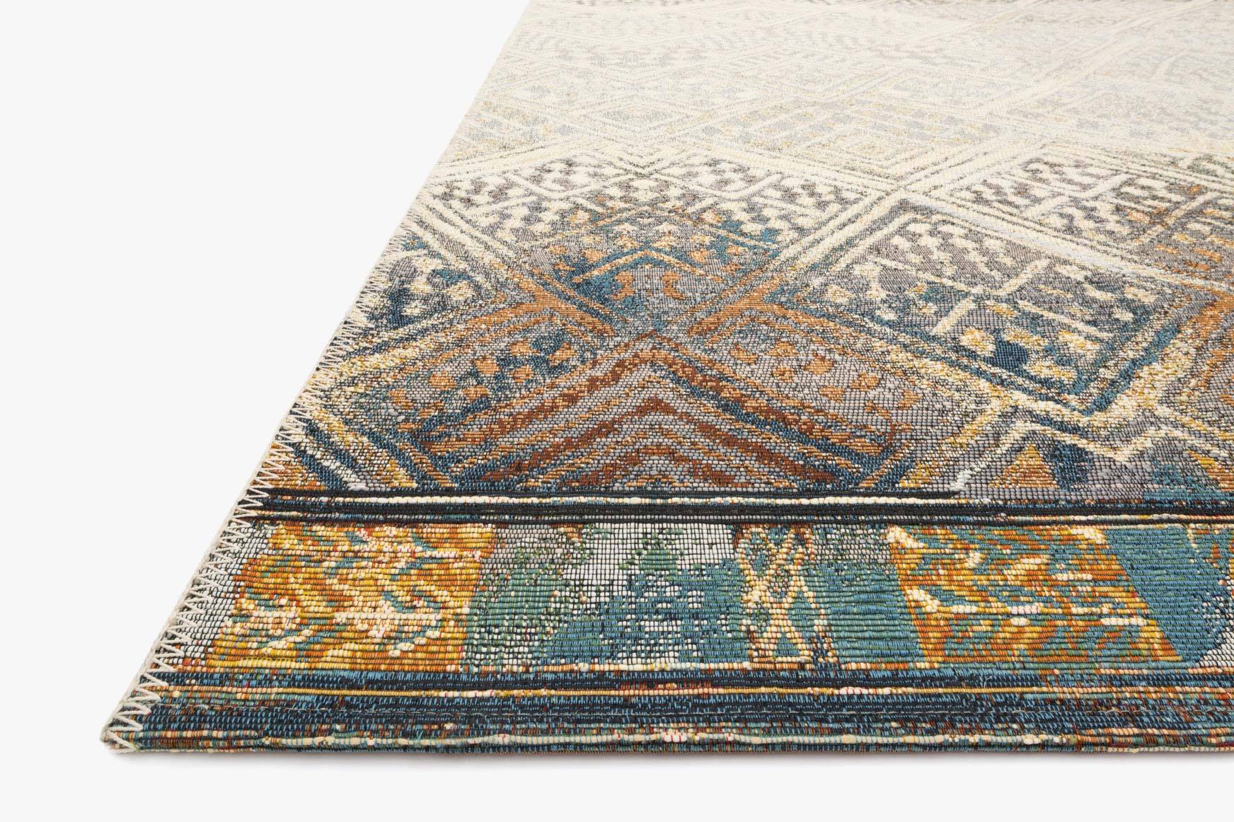 Loloi Mika Collection - Indoor/Outdoor Power Loomed Rug in Ivory & Mediterranean (MIK-02)