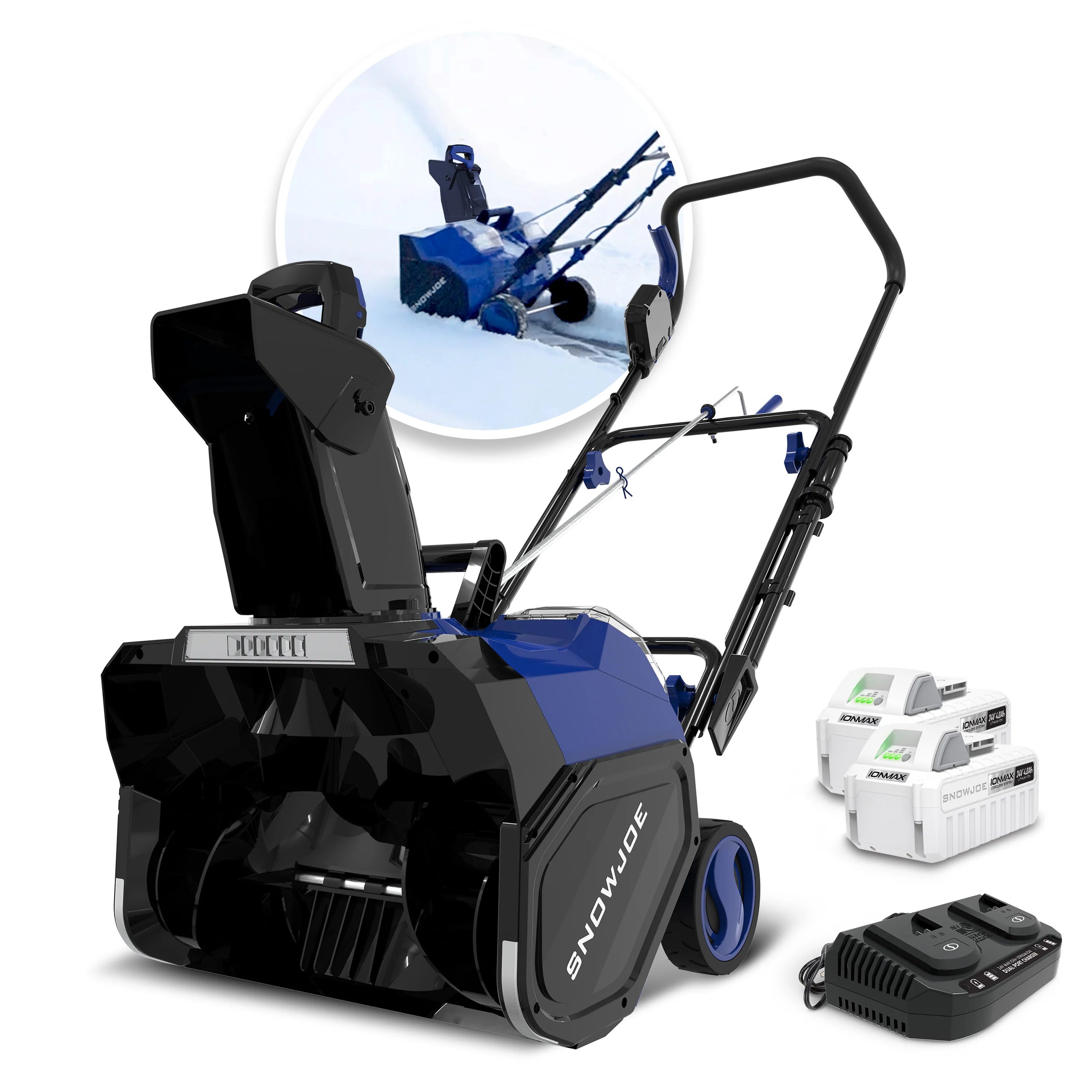 Snow Joe 24V-X2-SB18-GO 48-Volt* IONMAX Cordless Snow Blower Kit | 18-Inch | W/ 2 x 4.0-Ah Batteries + Charger