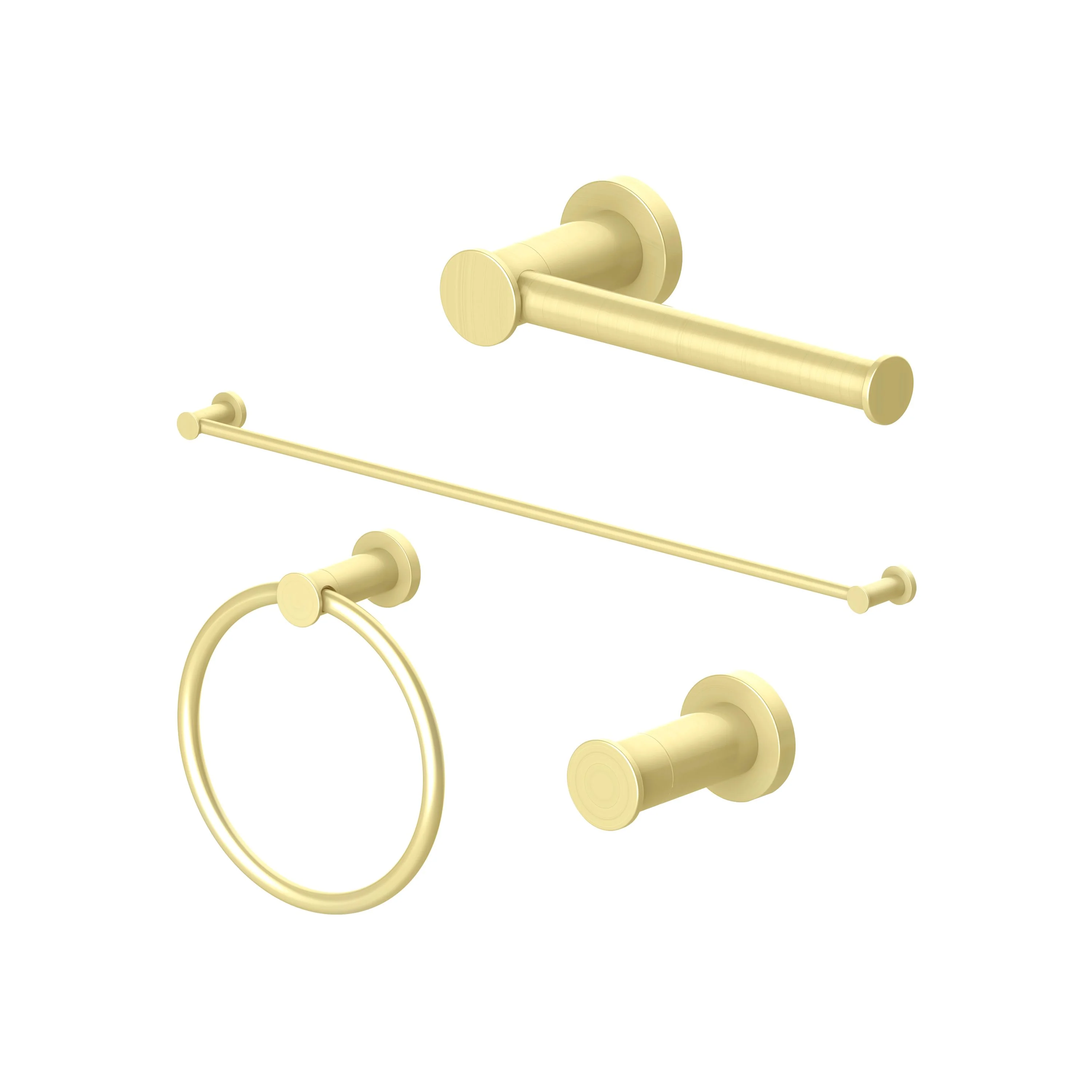 ZLINE Emerald Bay Bathroom Accessories Package with Towel Rail, Hook, Ring and Toliet Paper Holder in Polished Gold (4BP-EMBYACC-PG)