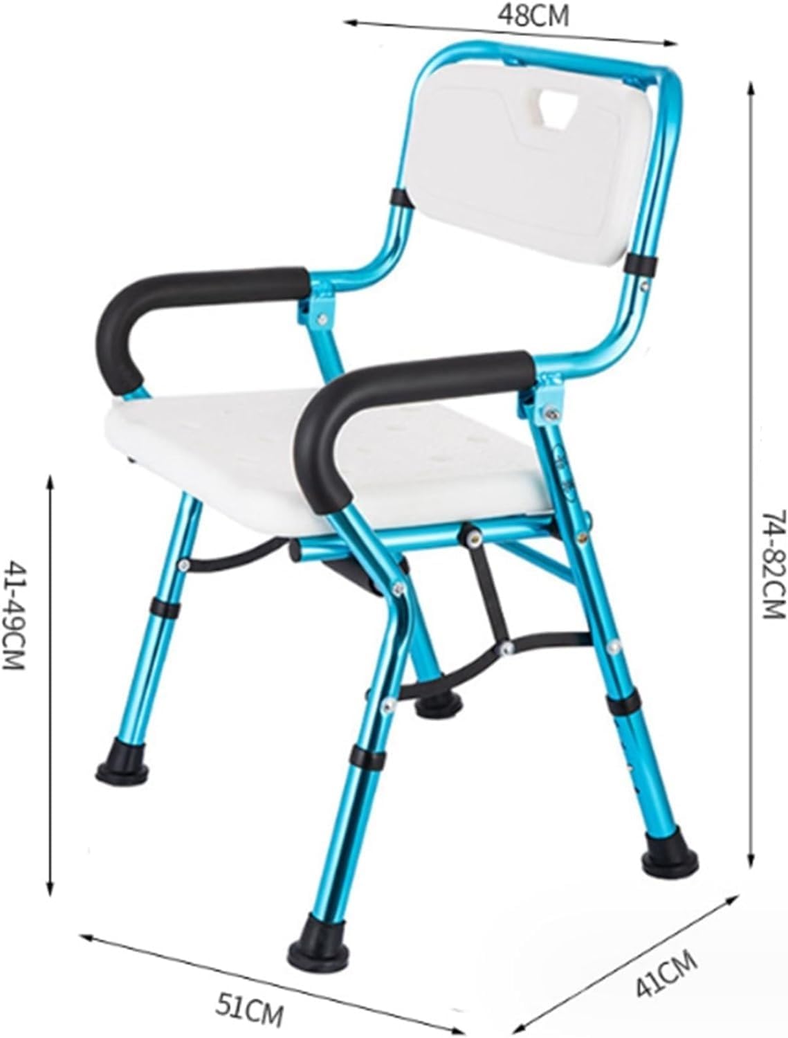 Shower Chair-5 in 1 Bath Stools Folding Walker with Arms and Back Stand Up Aid Toilet Safety Rails Adjustable Height Shower Stool,Supports Up to 330Lbs