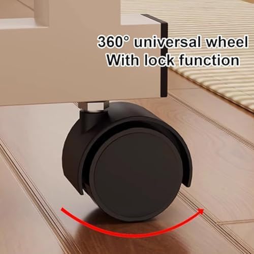 Foldable Desk Table,Over Bed Laptop Trolley Desk Overbed Medical Table Over Chair Table with Wheels Small Overbed Table Adjustable Height with Wheels(Color:White+)