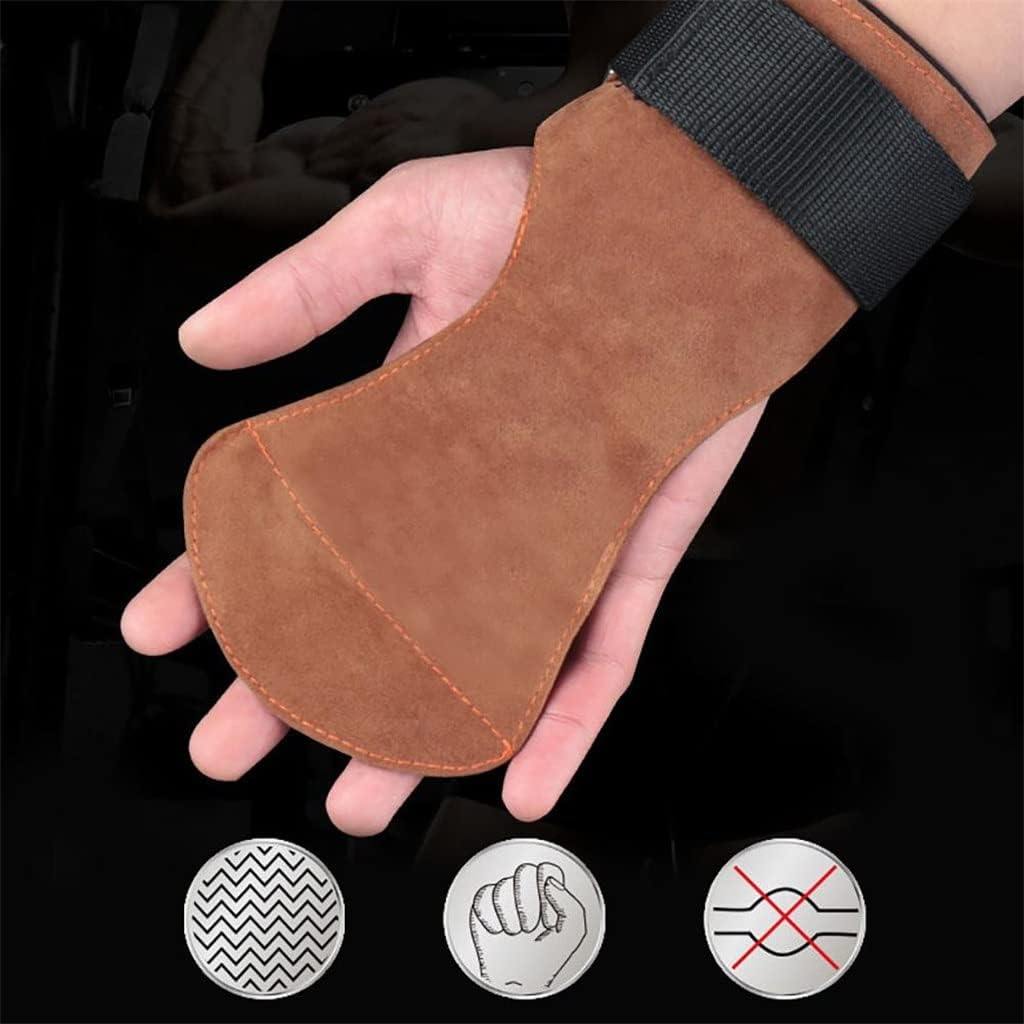 1 Pair Leather Anti-Skid Hand Grip Weight Lifting Wrist Palm Guard Gloves Fitness Equipment Accessories