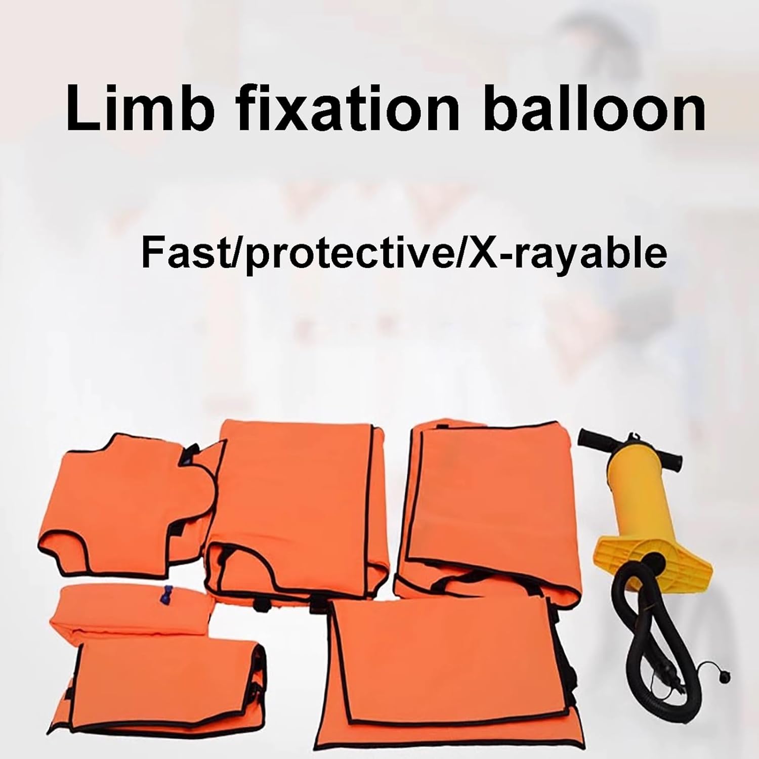 Portable First Aid Air Splint Set(6 Parts), Can be X-rayed, PVC Inflatable Multiple Combinations Emergency Vacuum Bone Fracture Immobilization Splint with Pump, for Home Outdoor Emergency Use
