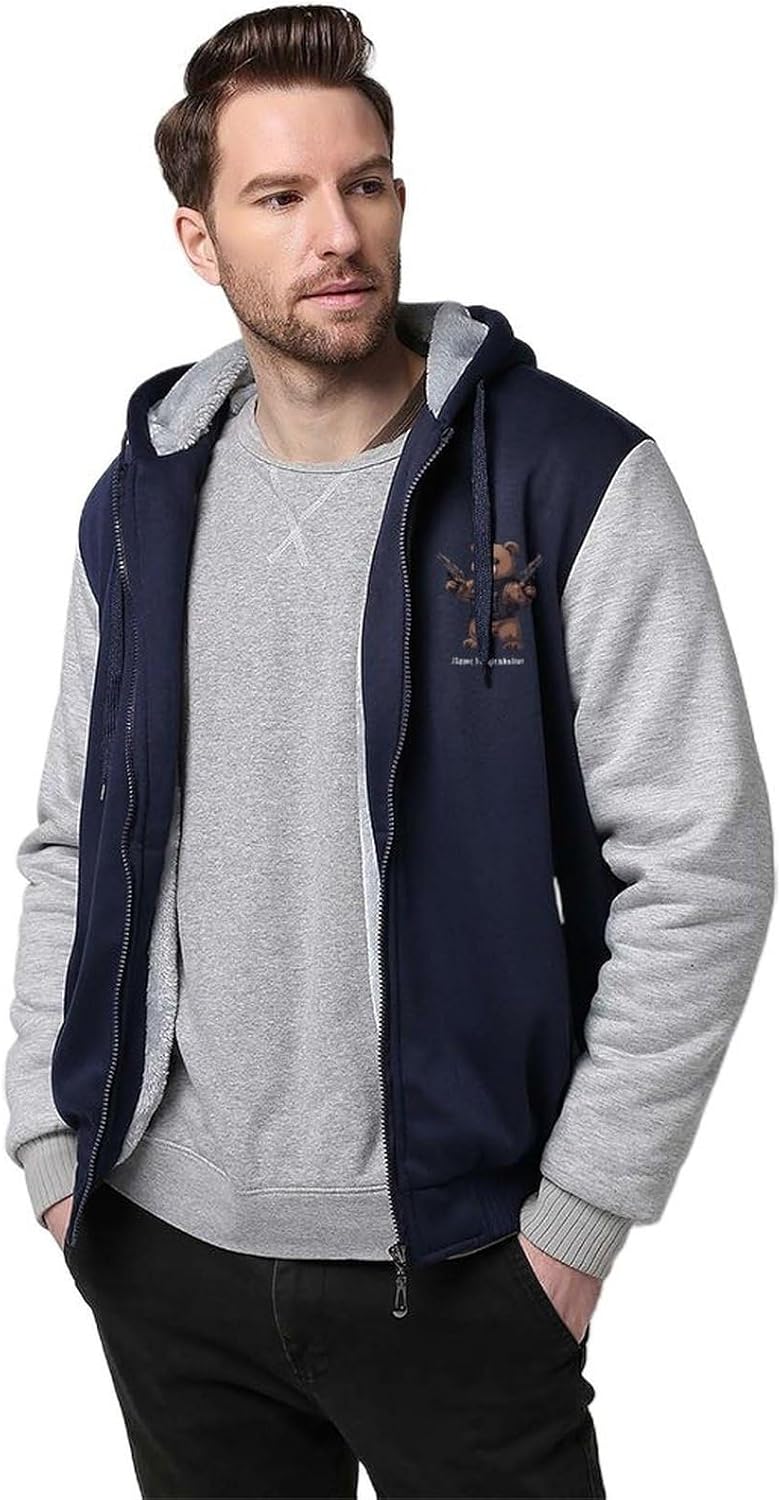 I Support The Right to Arm Bears Men Hoodies Thick Heavyweight Sweatshirt Zip Up Winter Jacket Coat Casual Tops