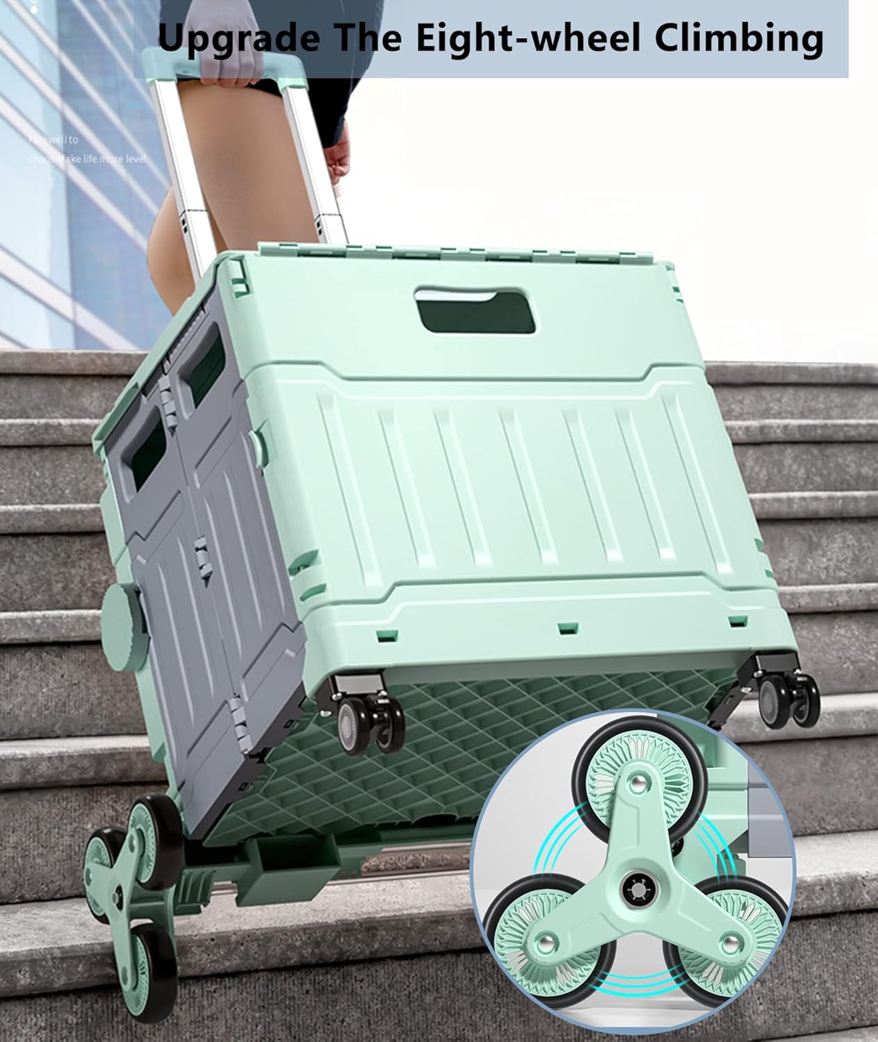 Folding Shopping Cart, Rolling Crate Stair Climber, Grocery Cart with Wheels Collapsible and Telescopic Handle Shopping Carts for Groceries Office Use Outdoor Picnic,Yellow-75L