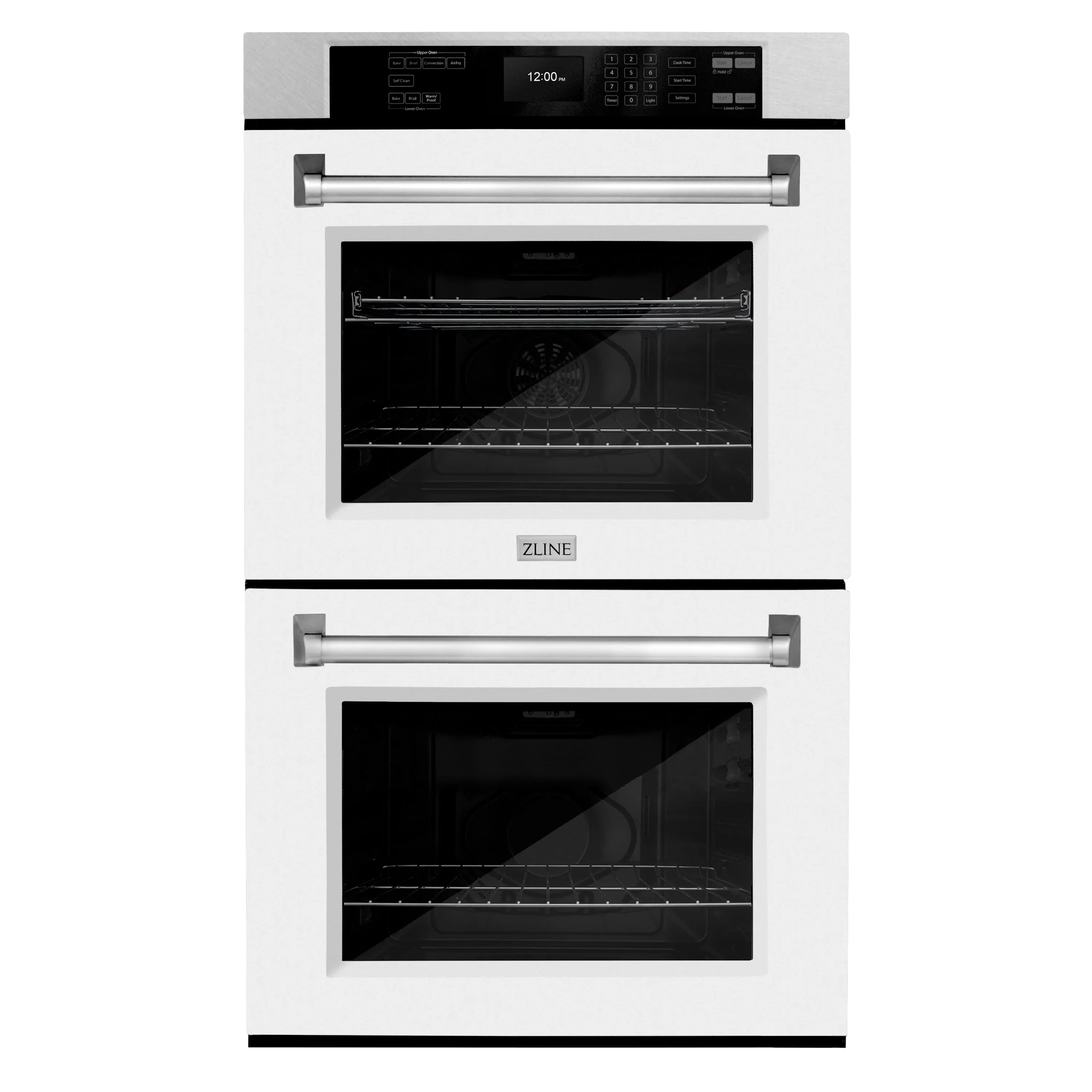 ZLINE 30-Inch Professional True Convection Double Wall Oven with Air Fry and Self Clean in Satin Stainless Steel with White Matte Doors (WADS-WM-30)