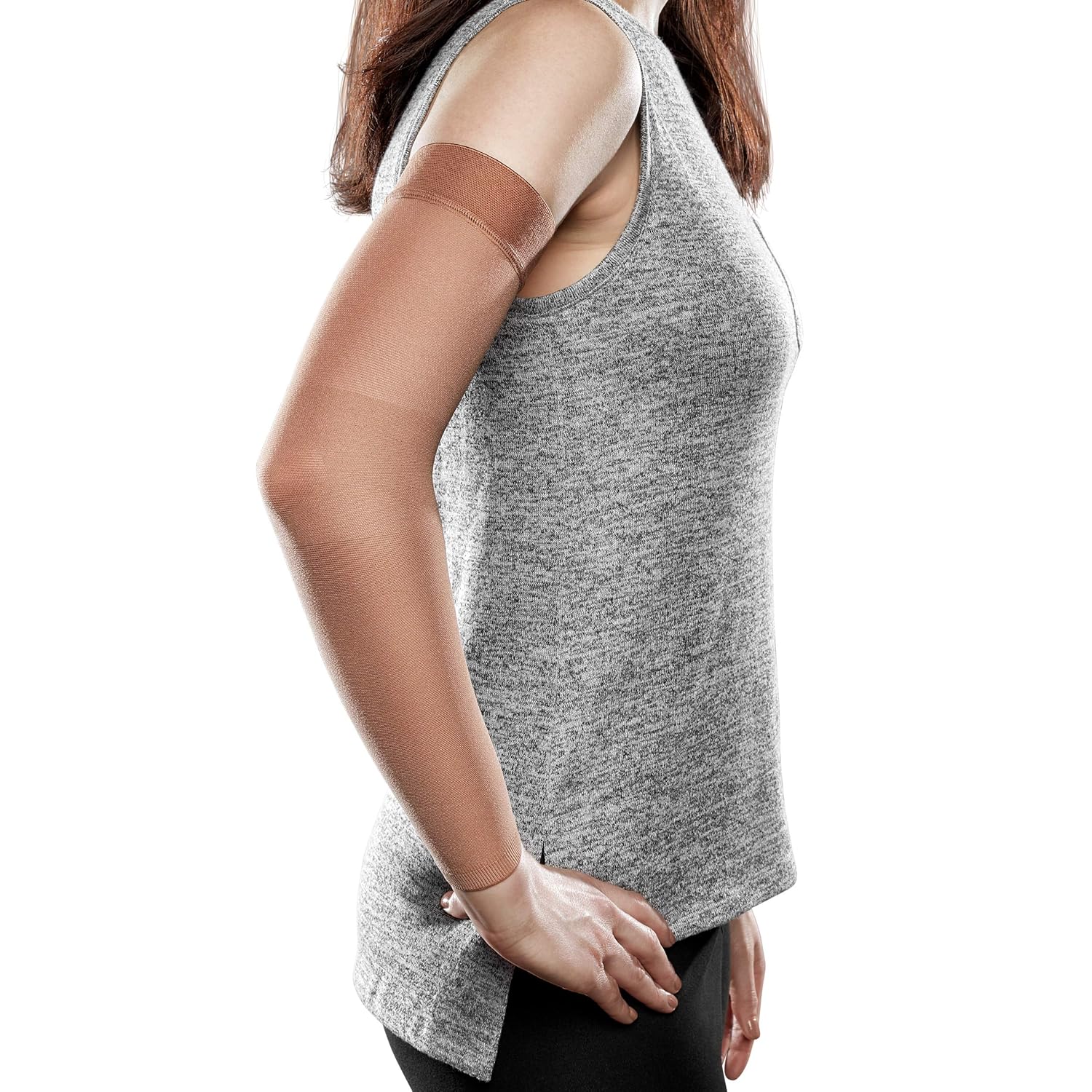 Ease Opaque Lymphedema Firm Arm Sleeve - Medium Long - Sand - 30-40 mmHg