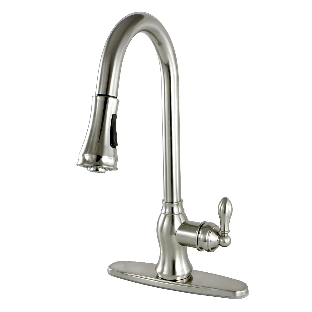 Kingston Brass Gourmetier American Classic Single-Handle Pull-Down Kitchen Faucet, Brushed Nickel (GSY7778ACL)