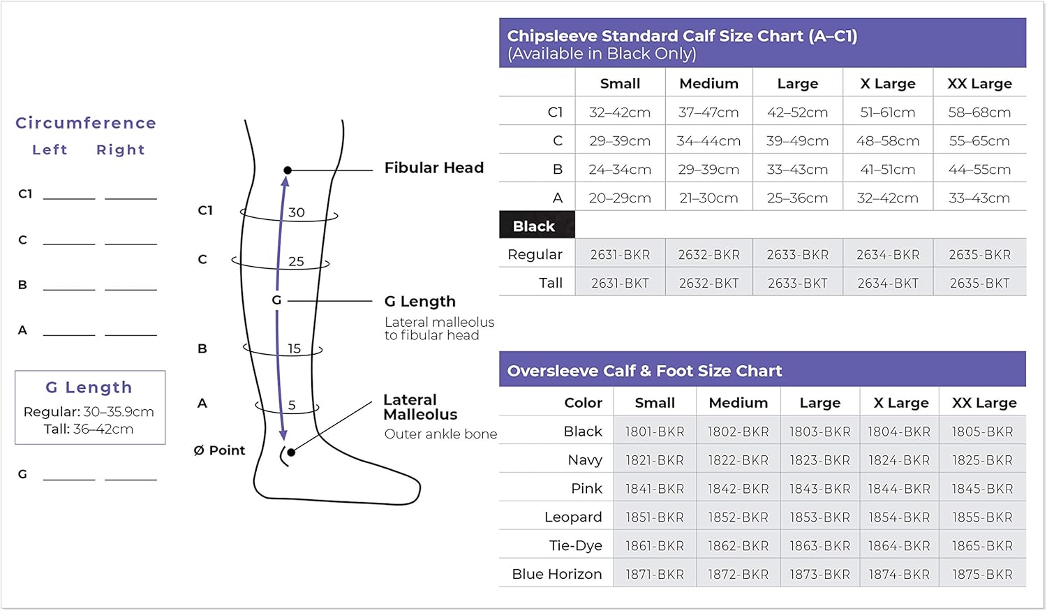 CHIPSLEEVE by BIACARE with OVERSLEEVE 15-25 mmHg - Foot to Knee (XLarge Tall)