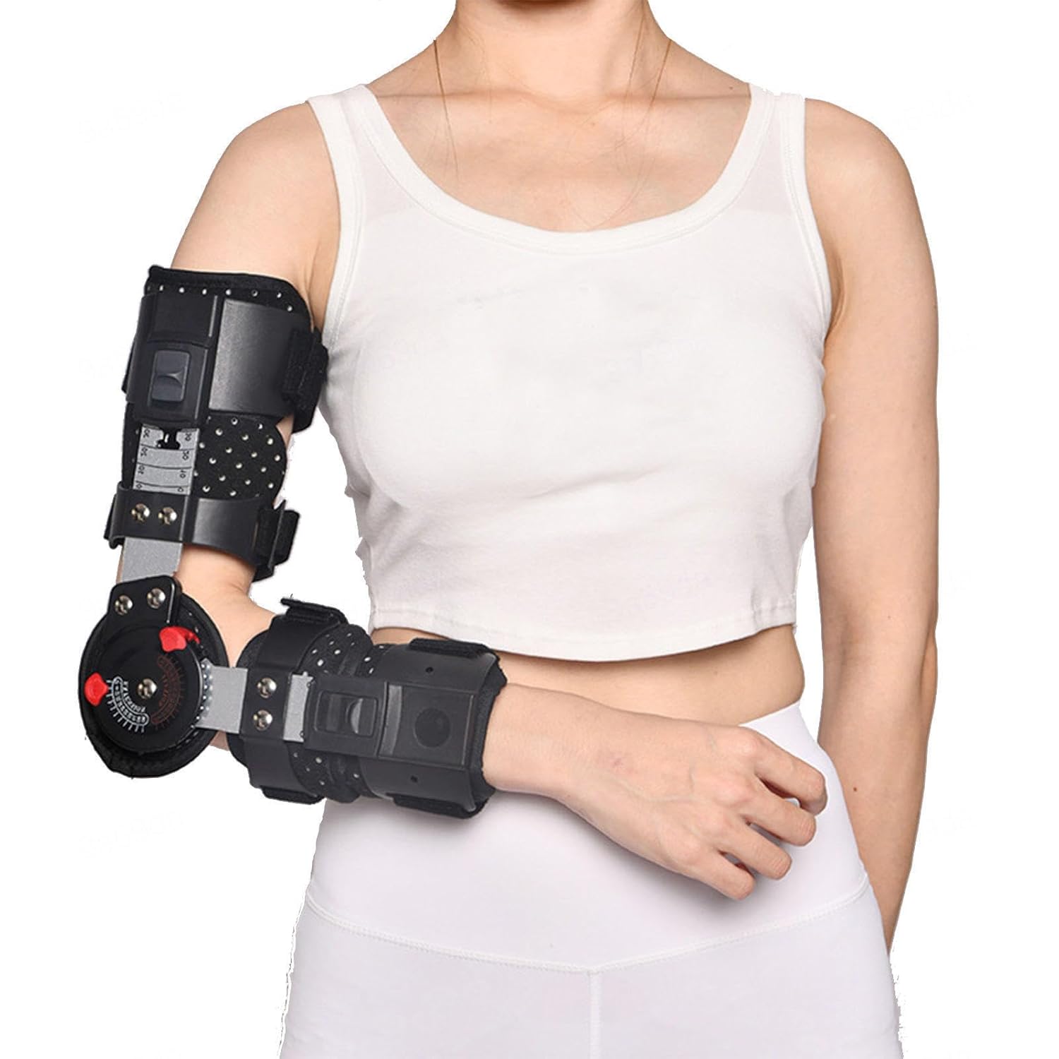 Post-OP Recovery Hinged Elbow Brace Support, Adjustable Elbow Splint Arm Immobilizer for Sleep and Work, Arm Injury Recovery Support After Surgery,Right (Right