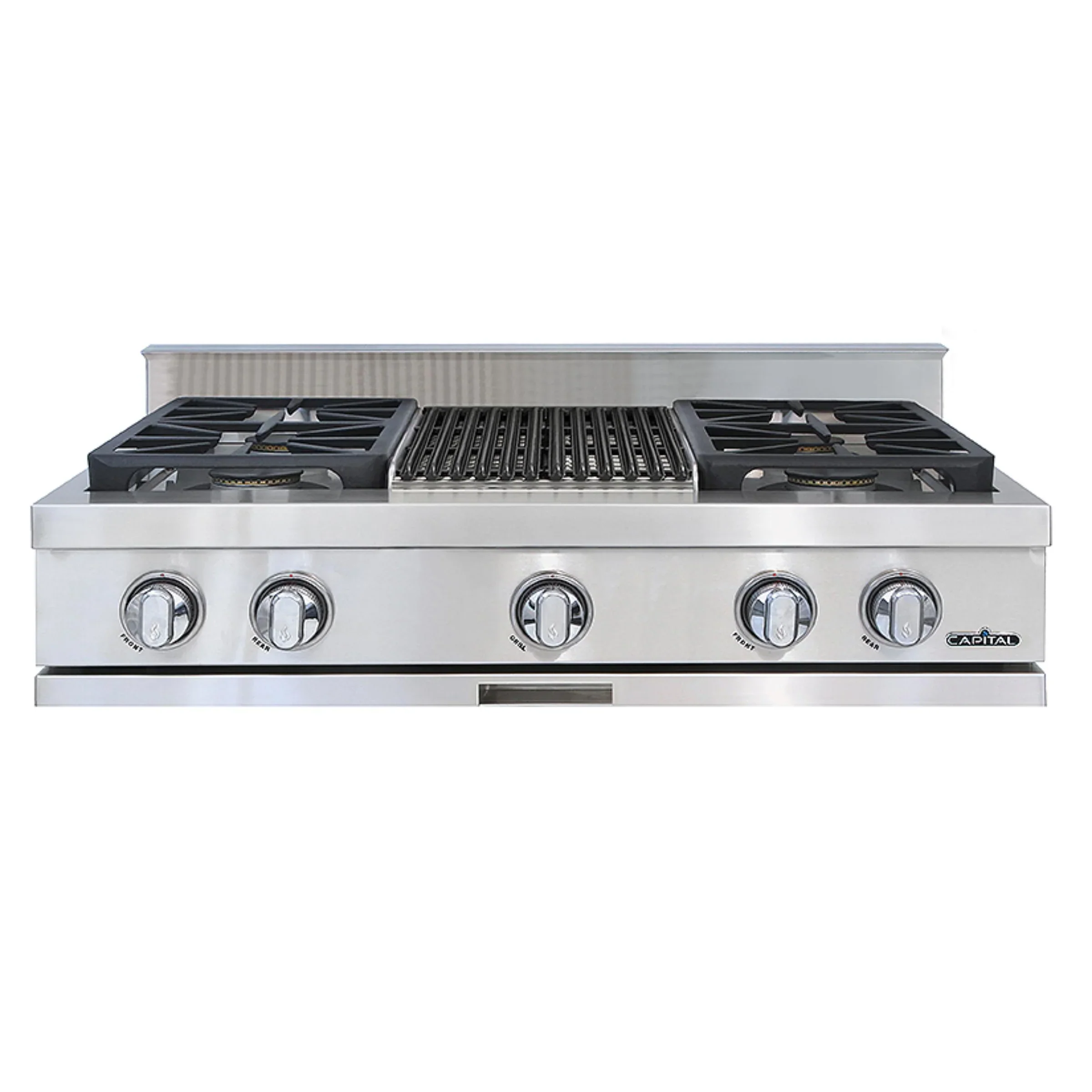 Capital 36-Inch Rangetop in Stainless Steel with 4 Sealed Burners & Grill (GRT362B2)