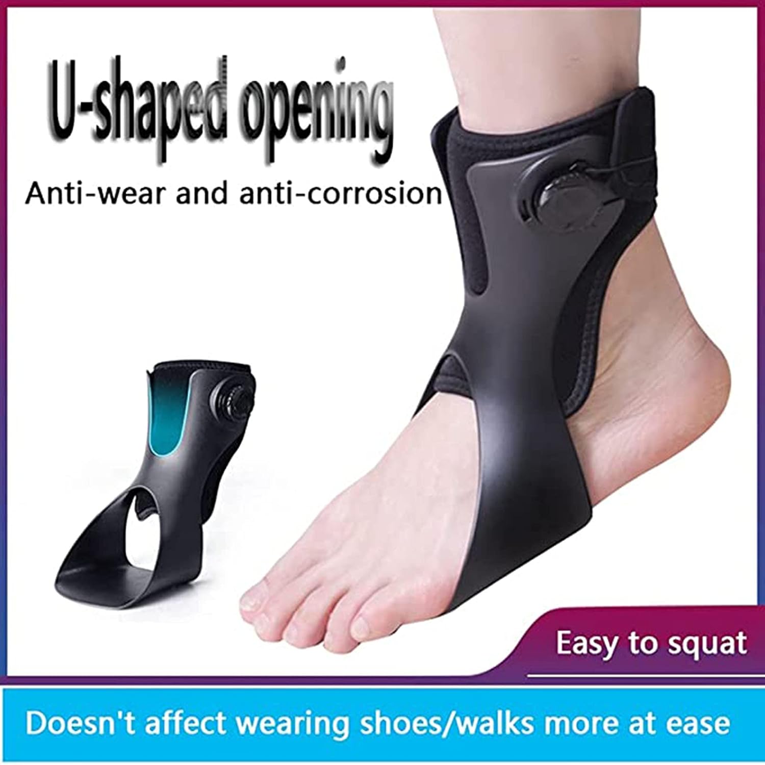 Drop Foot Brace Orthosis, Foot Drop AFO Brace Orthosis Splint for Sprains Night Splint Foot Drop Orthosis Ankle Brace,Right,M (Left-XL