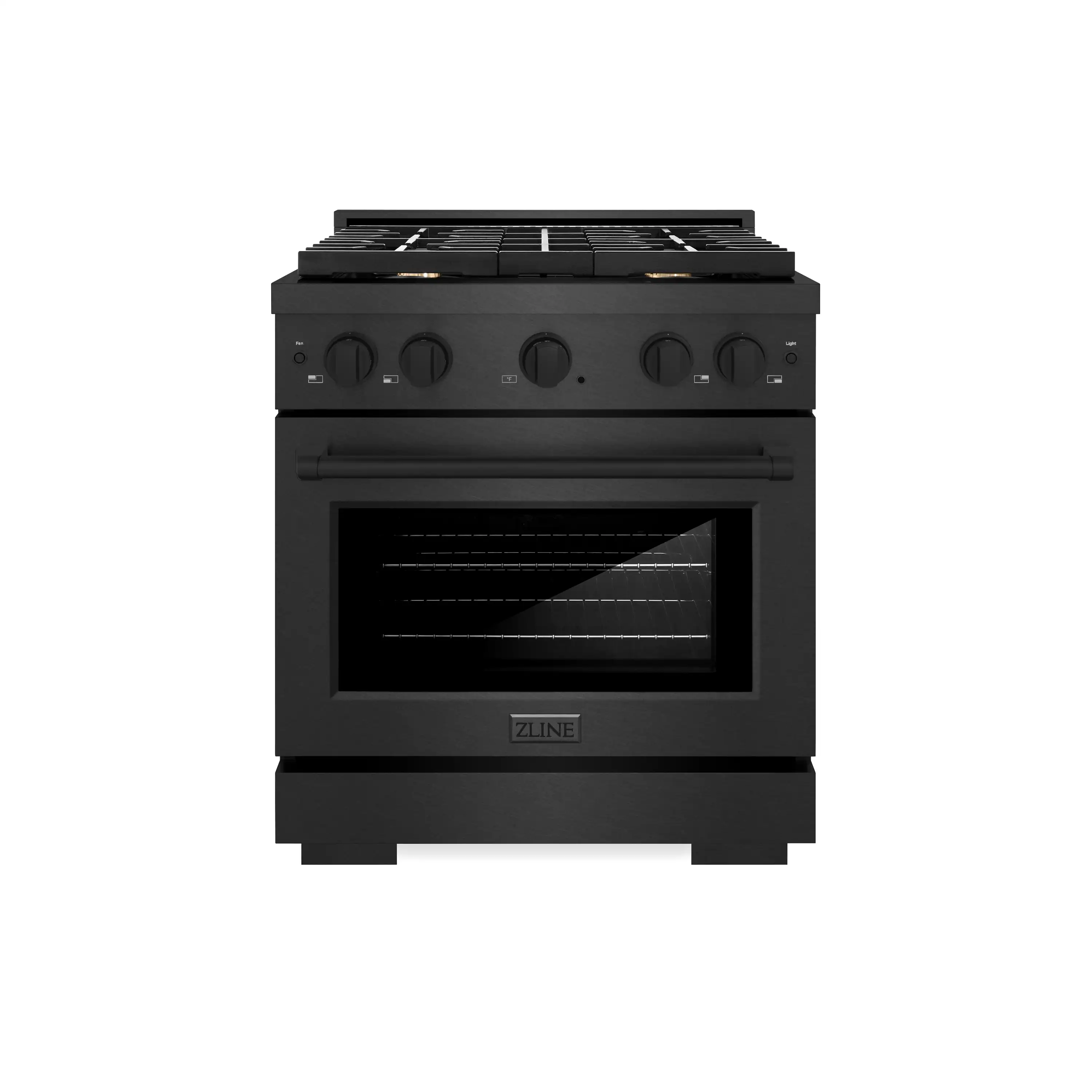 ZLINE 30-Inch 4.2 Cu. Ft. Paramount Dual Fuel Range with Gas Cooktop in Black Satin Stainless Steel with 4 Brass Burners (SDRBS-BR-30)