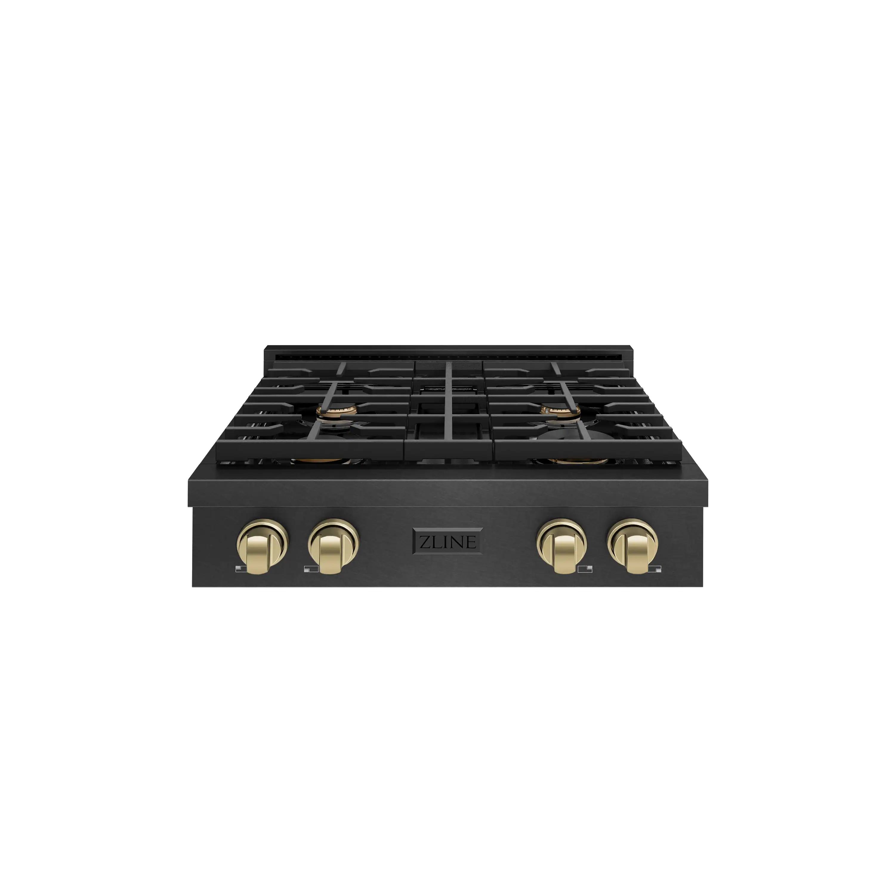ZLINE Autograph 30-Inch Paramount Gas Rangetop with 4 Burners and Porcelain Cooktop in Black Satin and Champagne Bronze Accents (SRTBSZ-30-CB)