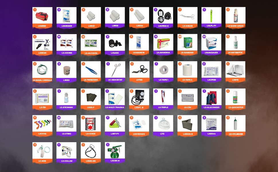 Lightning X MB50 Breathing & Trauma Stocked Gear Bag w/Fill Kit for First Responder EMT - Orange