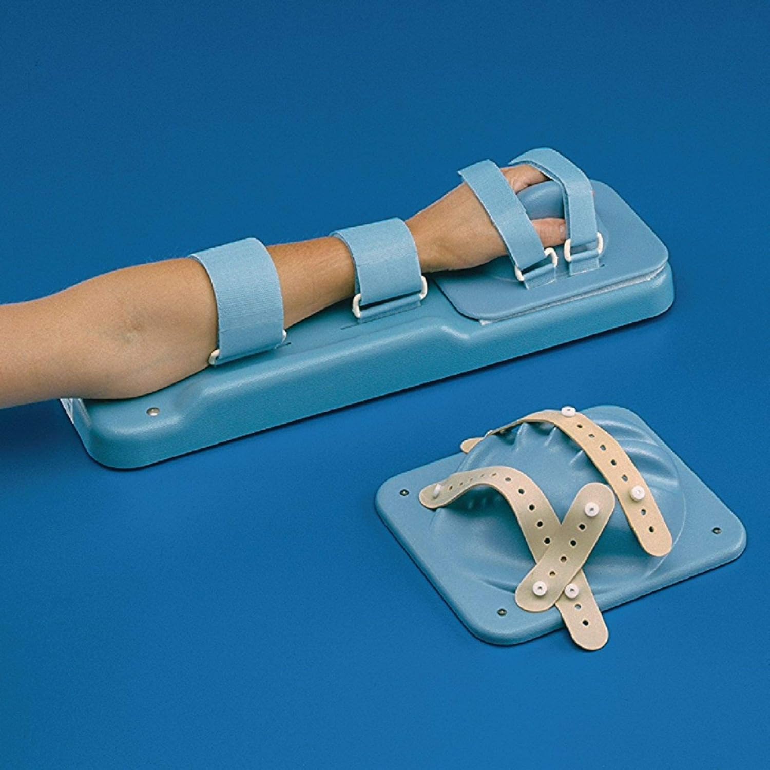 Rolyan Forearm-Based Skateboard, Arm Positioning Block with Adjustable Straps, Arm Support, Hand Piece with Gripping and Neutral Hand Position, Stable Base Desk & Table Top Arm, Wrist, Hand Support