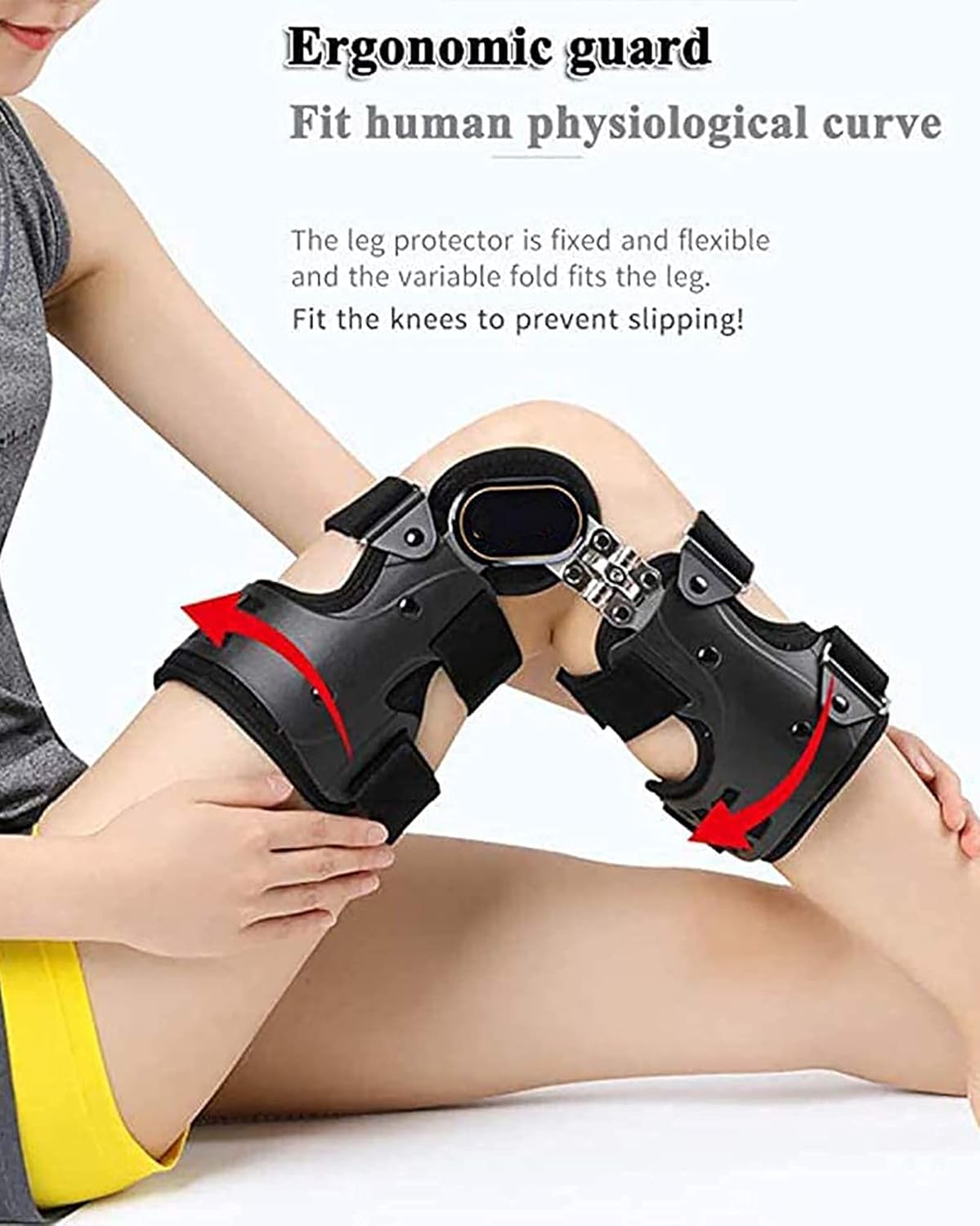 Adjustable Knee Orthosis Splint Hinged Knee Support Brace Post Op Patella Injury Fixation Bracket Meniscus Fracture Rehabilitation Knee Pads,Left